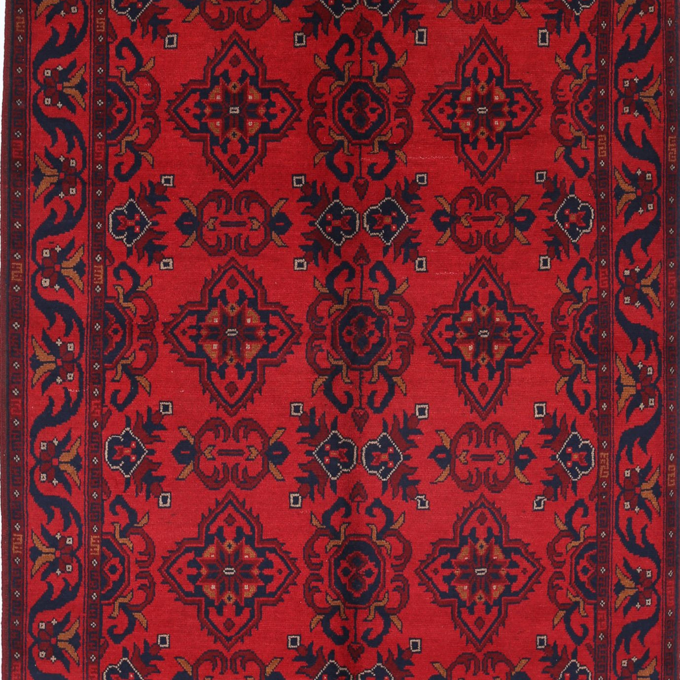 Hand Knotted Afghan Khal Muhammadi Wool Rug - 4'2'' x 6'2''