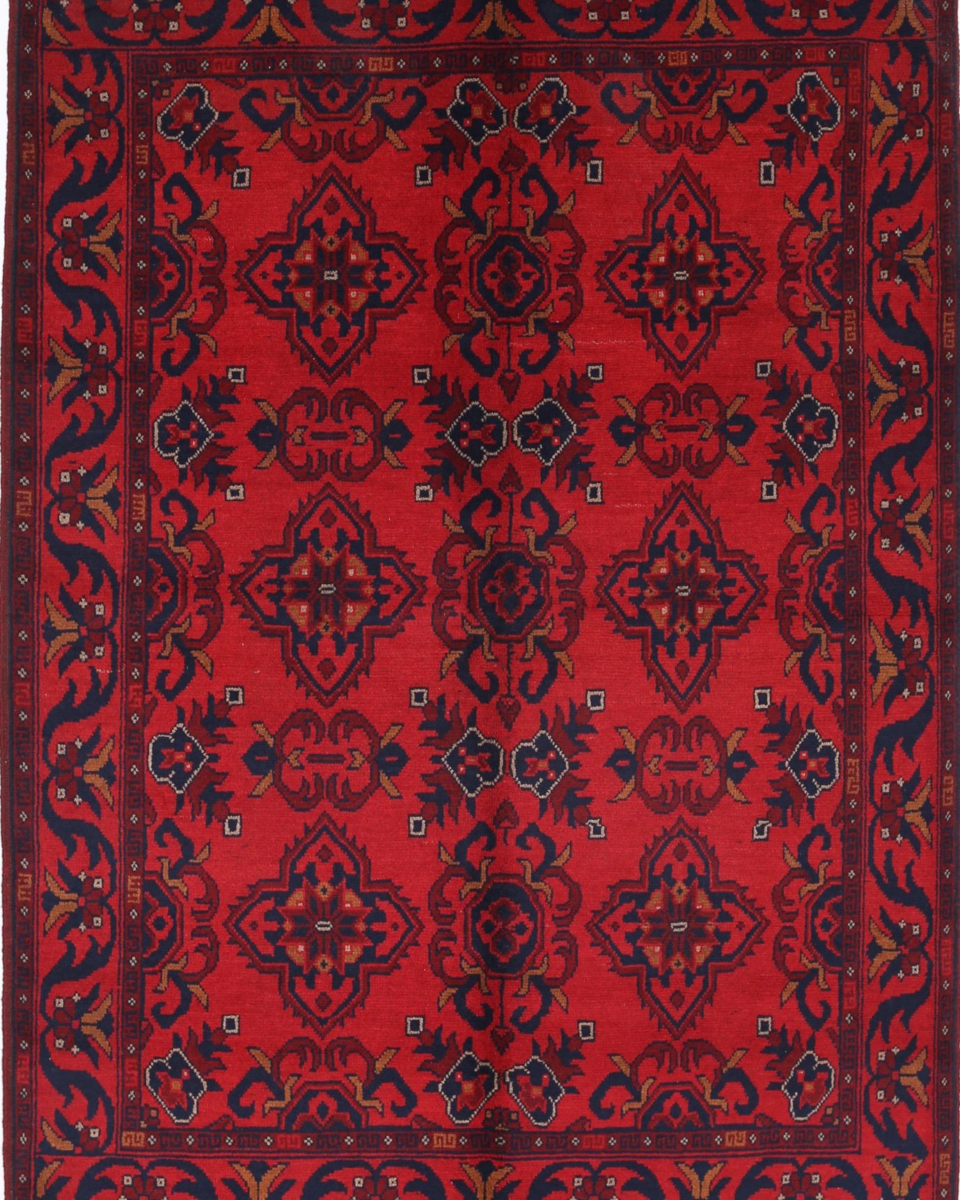 Hand Knotted Afghan Khal Muhammadi Wool Rug - 4'2'' x 6'2''