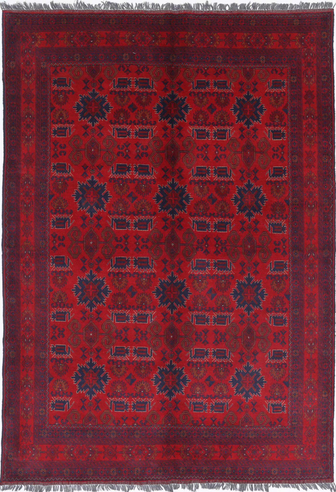 Hand Knotted Afghan Khal Muhammadi Wool Rug - 6'5'' x 9'5''