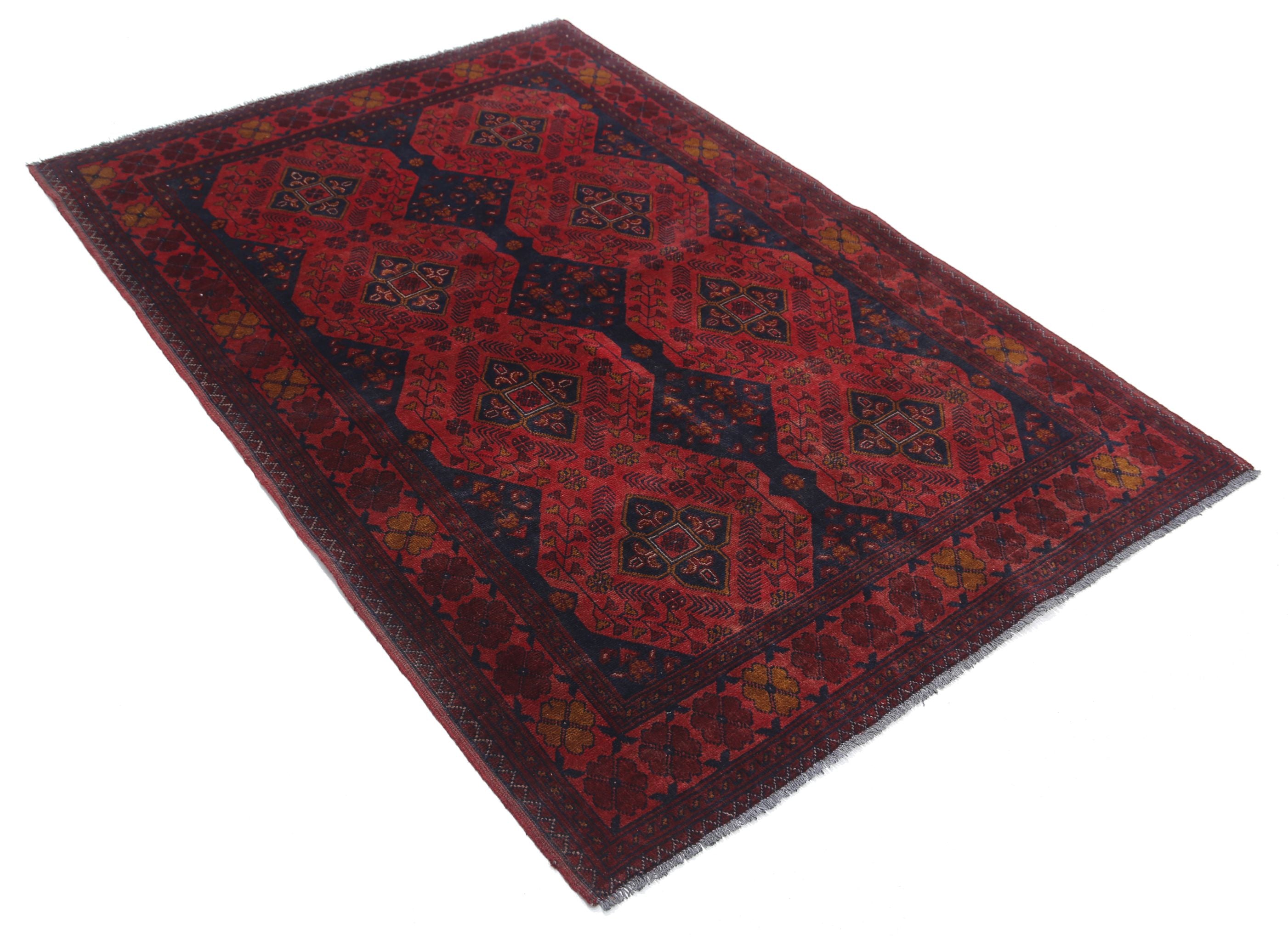 Hand Knotted Afghan Khal Muhammadi Wool Rug - 4'2'' x 6'3''