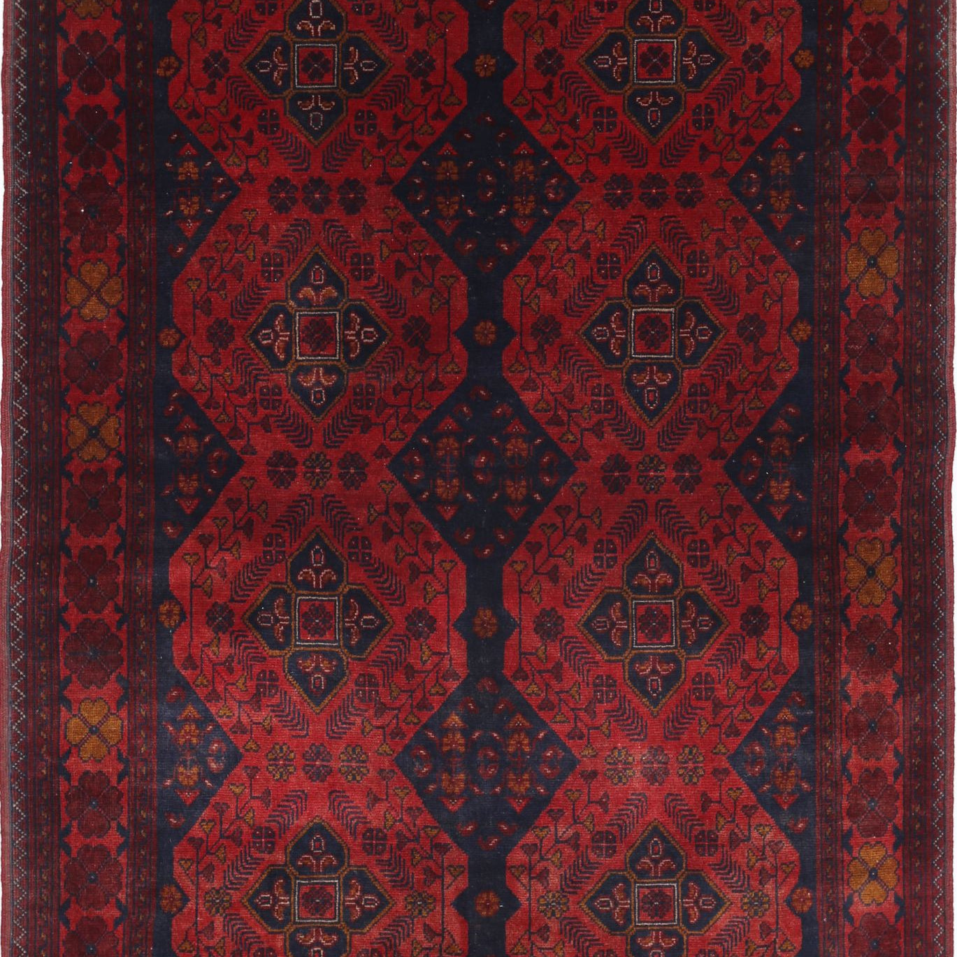 Hand Knotted Afghan Khal Muhammadi Wool Rug - 4'2'' x 6'3''