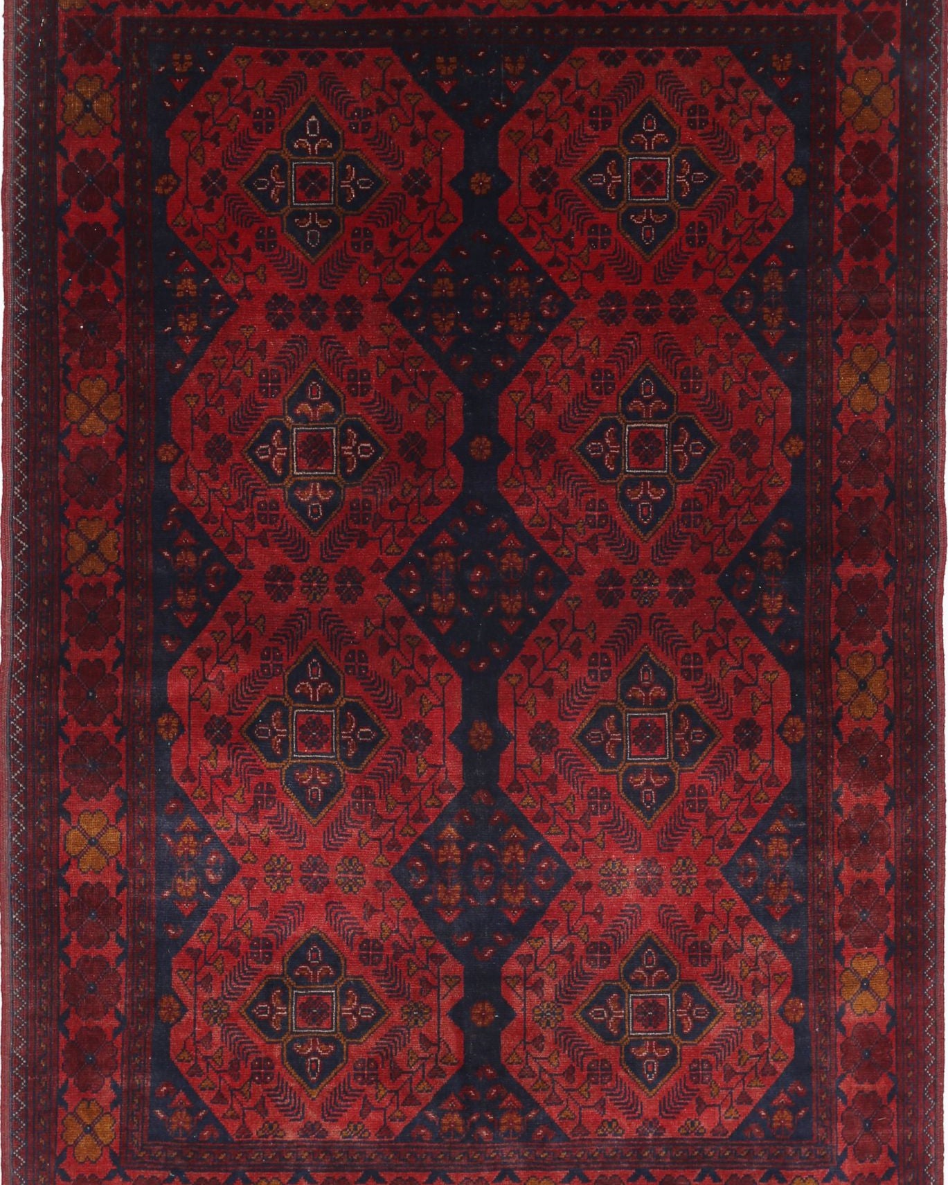 Hand Knotted Afghan Khal Muhammadi Wool Rug - 4'2'' x 6'3''