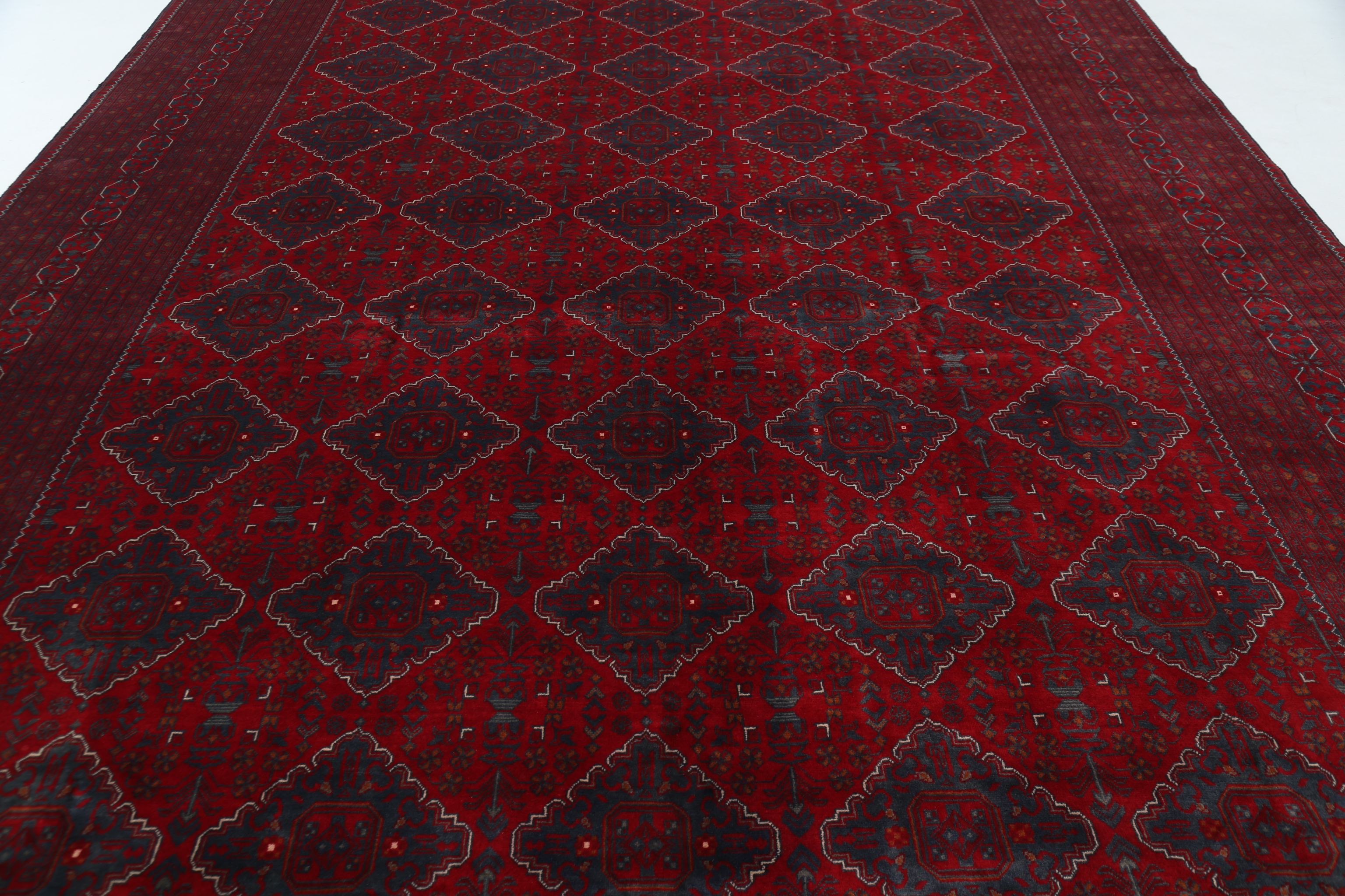 Alfombra de lana Khamyab afgana anudada a mano - 9'9'' x 18'10''