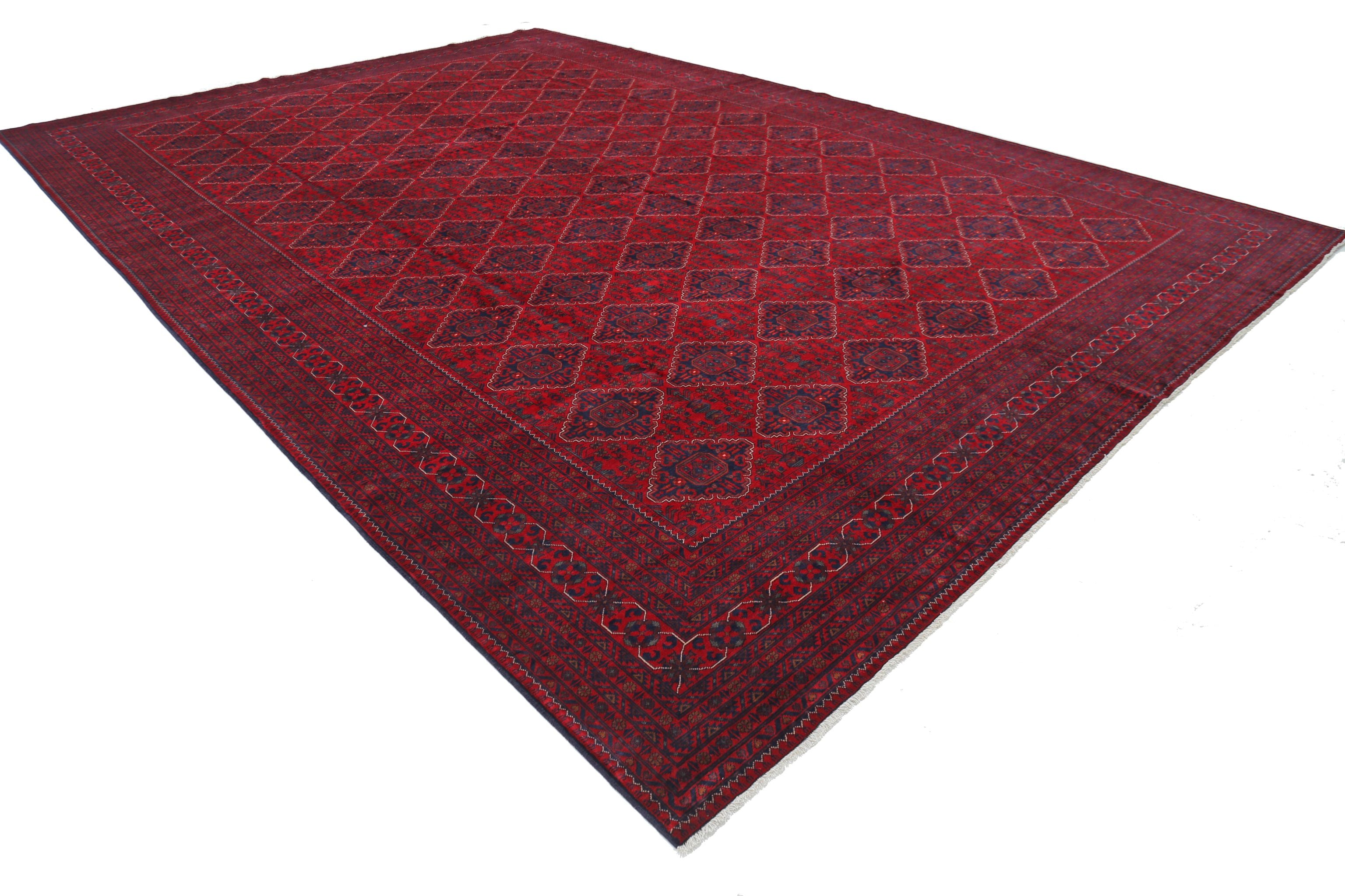 Hand Knotted Afghan Khamyab Wool Rug - 12'11'' x 19'0''