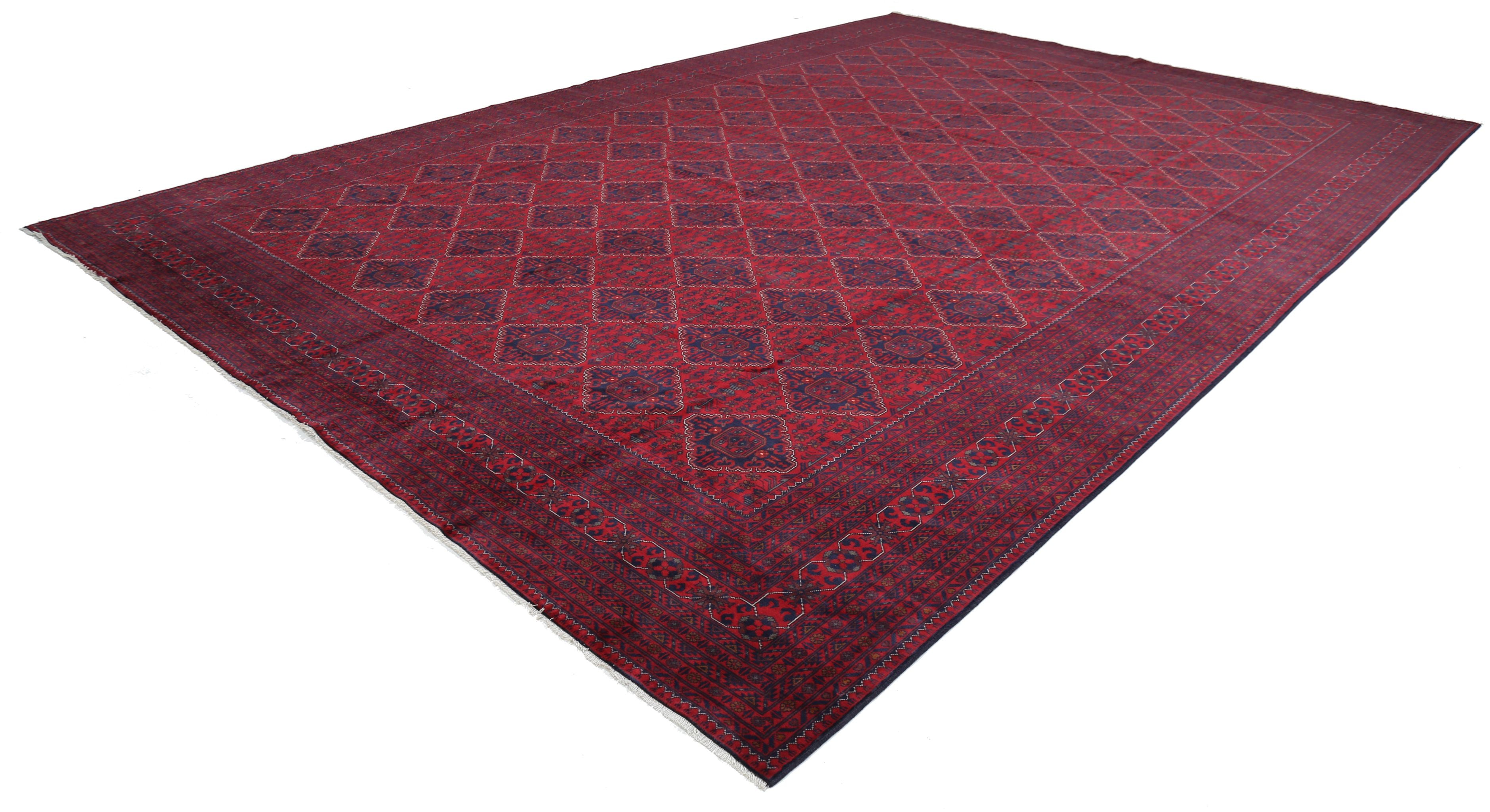 Hand Knotted Afghan Khamyab Wool Rug - 12'11'' x 19'0''