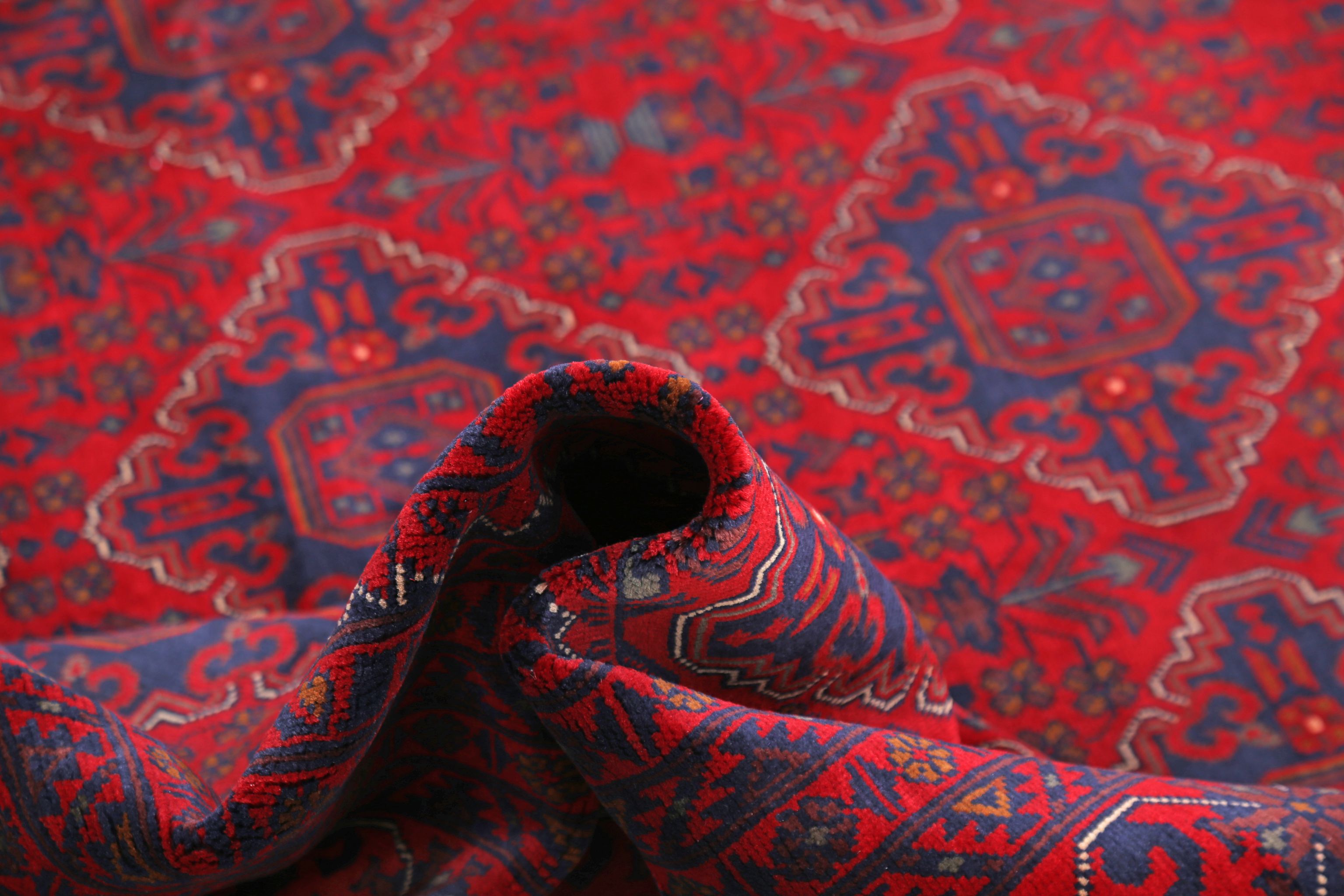 Hand Knotted Afghan Khamyab Wool Rug - 12'11'' x 19'0''