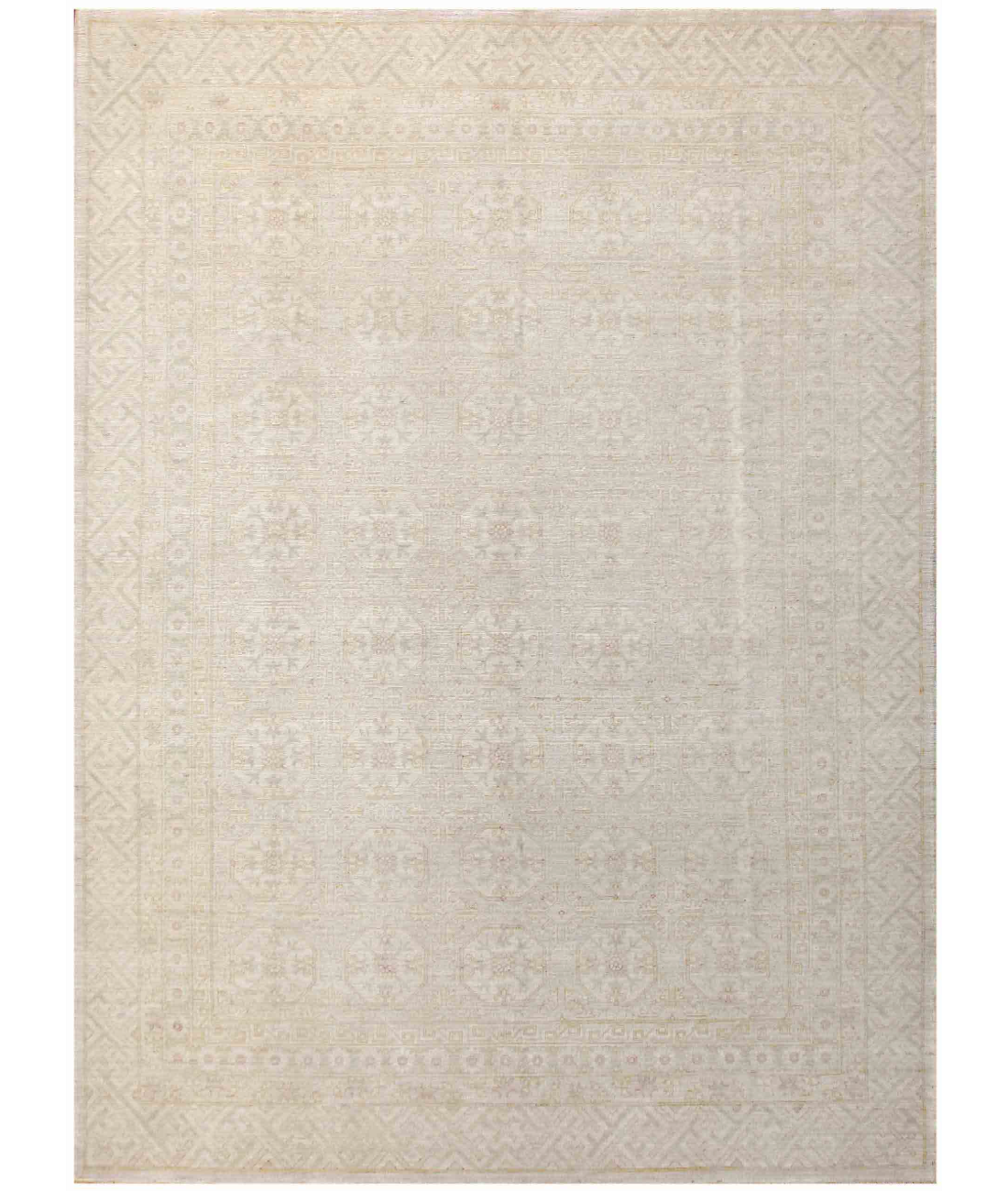 Hand Knotted Khotan Wool Rug 8' 9" X 11' 11" 8' 9" X 11' 11" (267 X 363) / Ivory / Grey