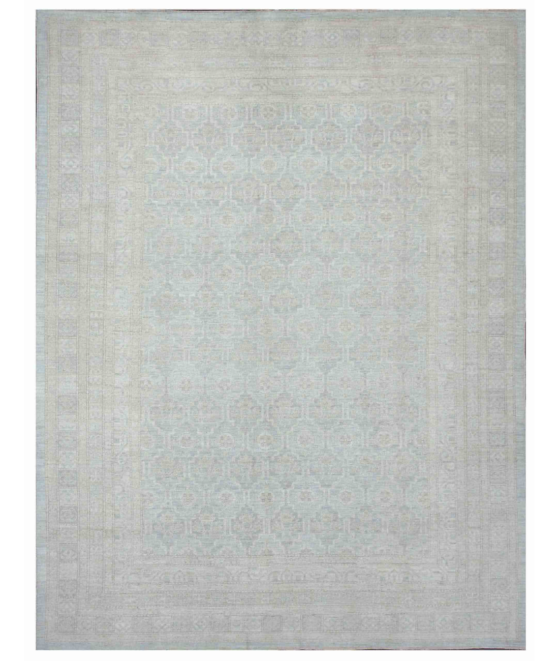 Hand Knotted Khotan Wool Rug 10' 2" X 13' 6" 10' 2" X 13' 6" (310 X 411) / Grey / Ivory