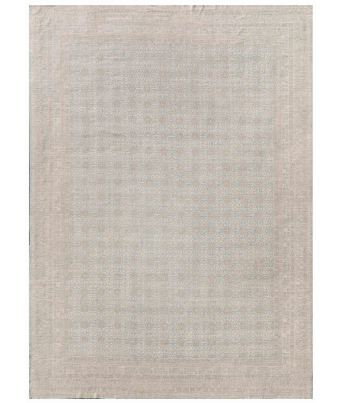 Hand Knotted Khotan Wool Rug 17' 10" X 25' 4" 17' 10" X 25' 4" (543 X 772) / Blue / Ivory