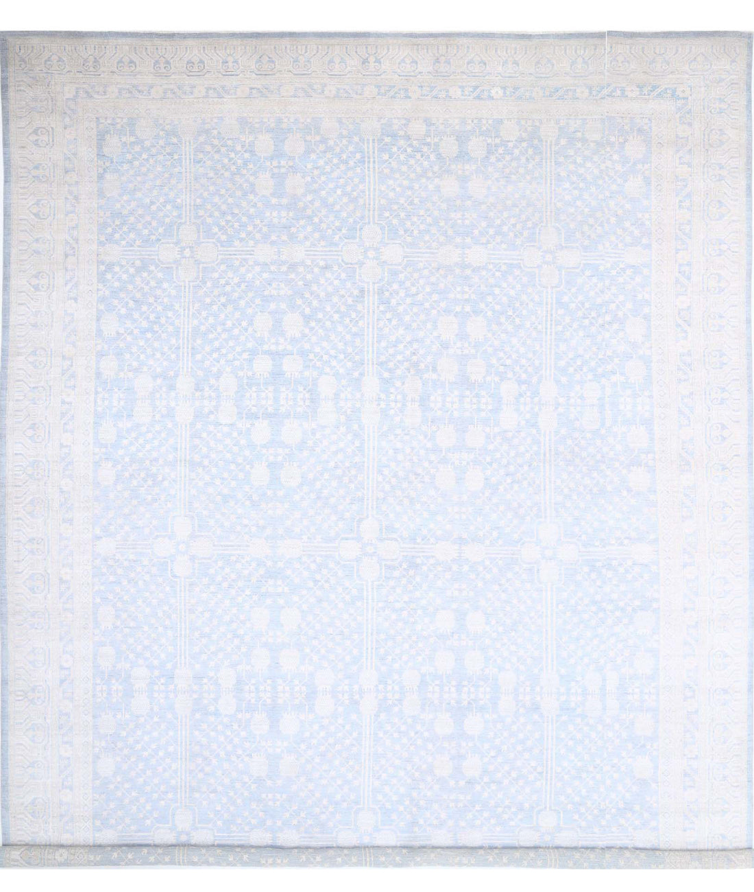 Hand Knotted Khotan Wool Rug - 17&#39;5&#39;&#39; x 25&#39;3&#39;&#39; 17&#39;5&#39;&#39; x 25&#39;3&#39;&#39; (523 X 758) / Blue / Ivory