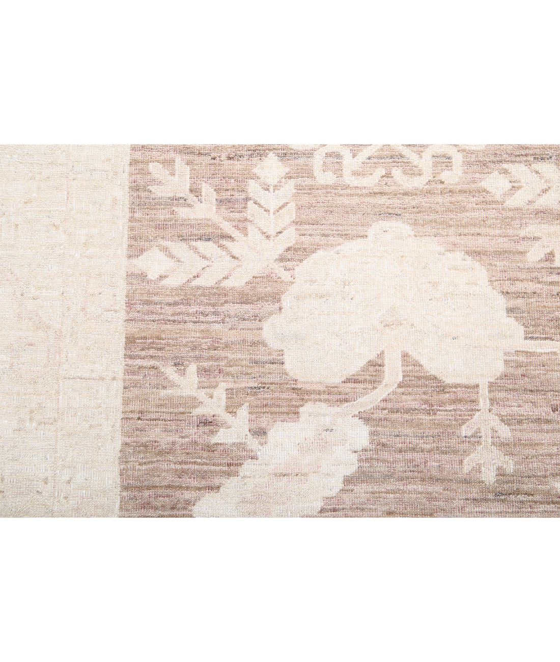 Hand Knotted Khotan Wool Rug - 9'11'' x 13'7'' 9'11'' x 13'7'' (298 X 408) / Brown / Ivory