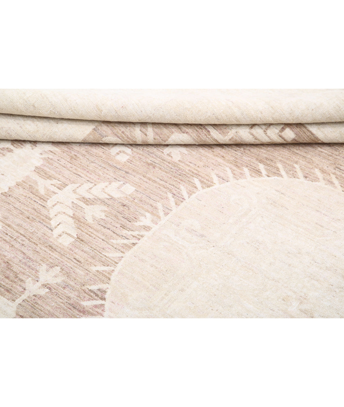 Hand Knotted Khotan Wool Rug - 9'11'' x 13'7'' 9'11'' x 13'7'' (298 X 408) / Brown / Ivory