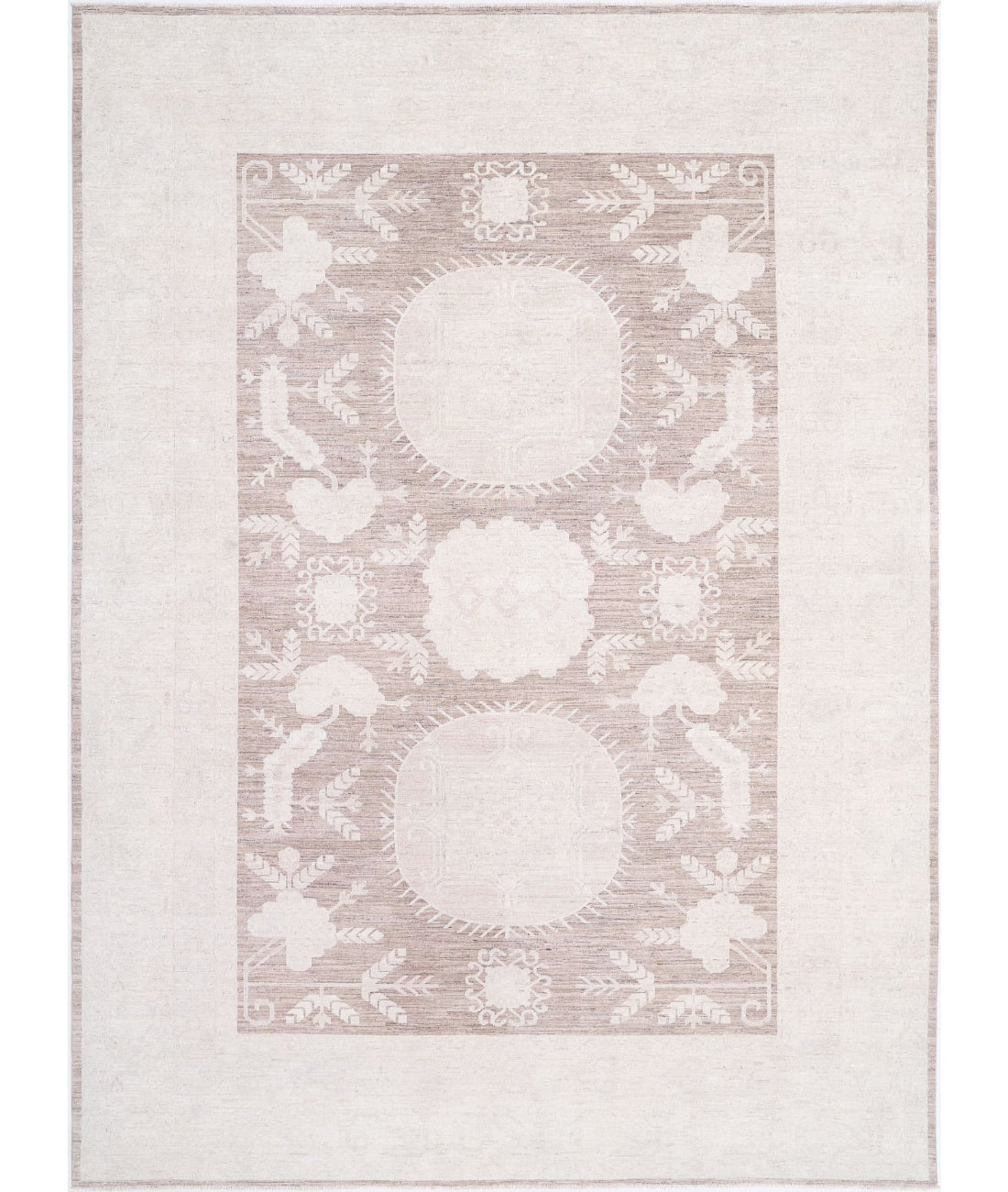 Hand Knotted Khotan Wool Rug - 9'11'' x 13'7''