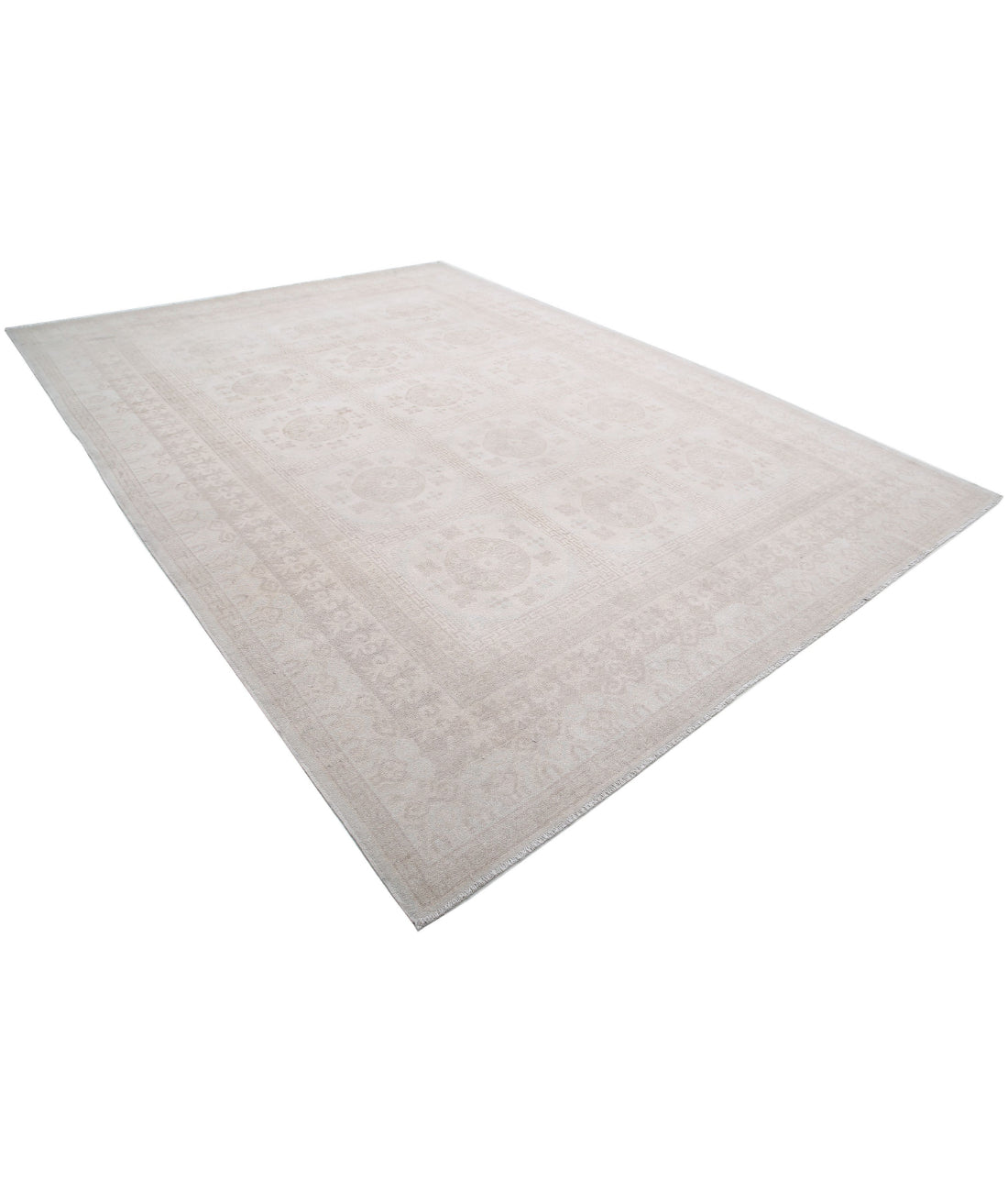 Hand Knotted Khotan Wool Rug - 9'10'' x 13'7'' 9'10'' x 13'7'' (295 X 408) / Ivory / Taupe