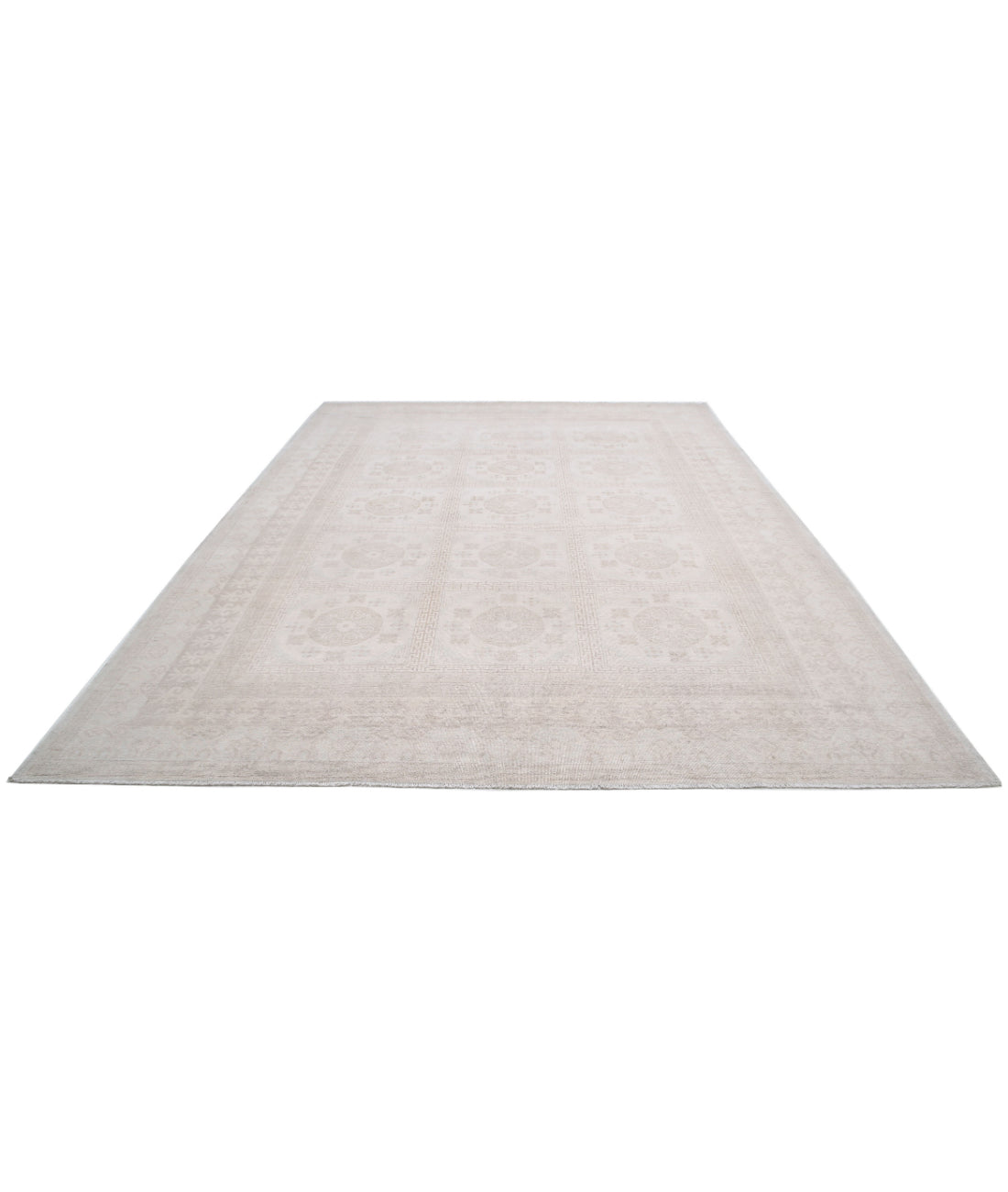 Hand Knotted Khotan Wool Rug - 9'10'' x 13'7'' 9'10'' x 13'7'' (295 X 408) / Ivory / Taupe