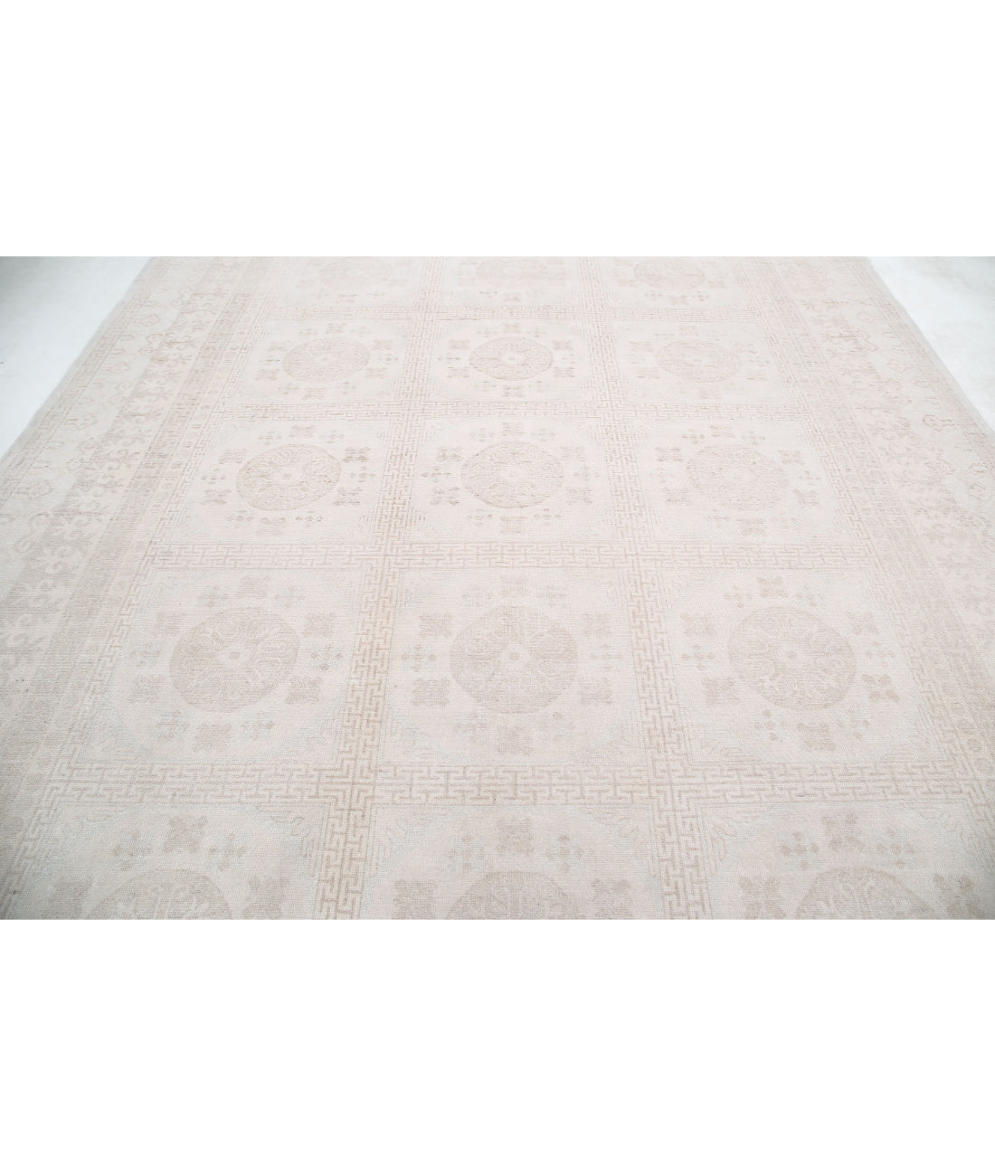 Hand Knotted Khotan Wool Rug - 9'10'' x 13'7'' 9'10'' x 13'7'' (295 X 408) / Ivory / Taupe