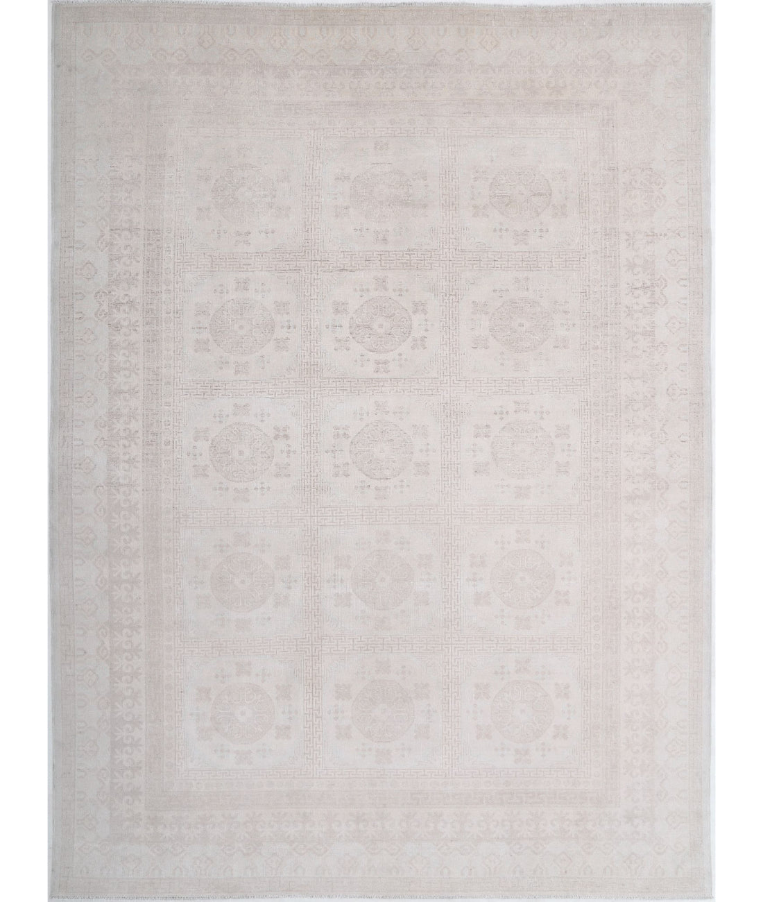 Hand Knotted Khotan Wool Rug - 9&#39;10&#39;&#39; x 13&#39;7&#39;&#39; 9&#39;10&#39;&#39; x 13&#39;7&#39;&#39; (295 X 408) / Ivory / Taupe