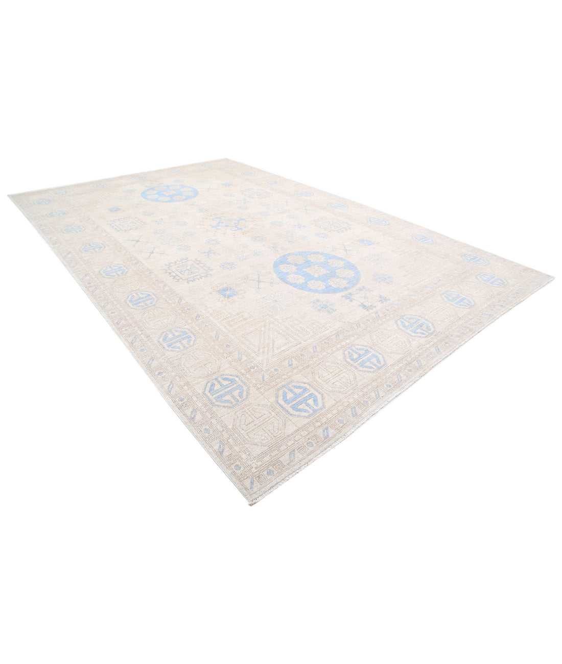 Hand Knotted Khotan Wool Rug - 9'10'' x 14'11'' 9'10'' x 14'11'' (295 X 448) / Ivory / Taupe