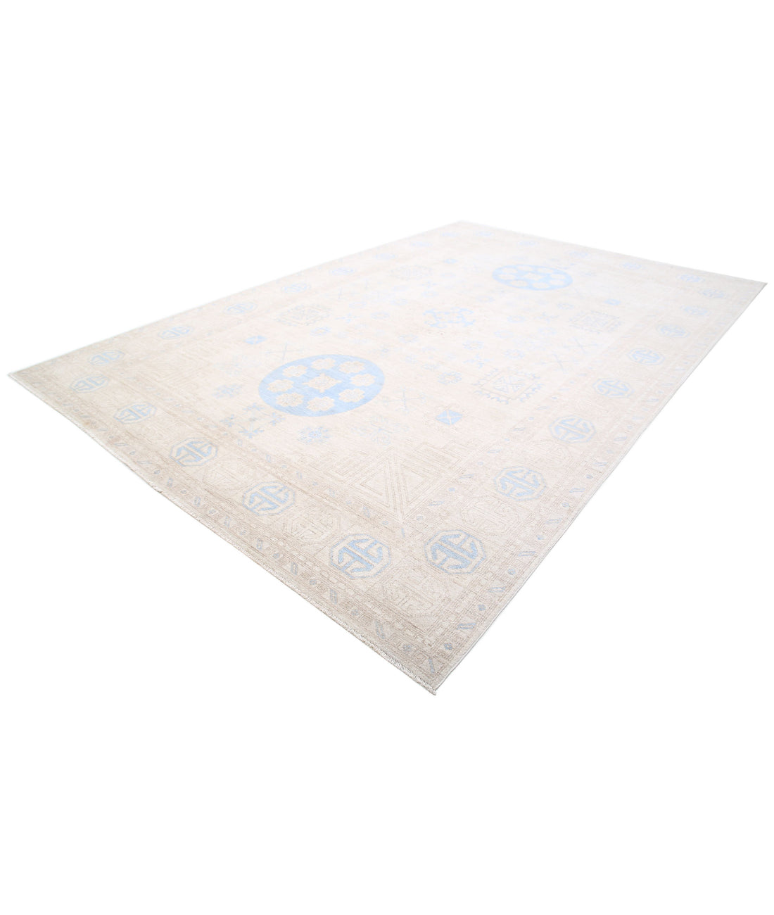 Hand Knotted Khotan Wool Rug - 9'10'' x 14'11'' 9'10'' x 14'11'' (295 X 448) / Ivory / Taupe