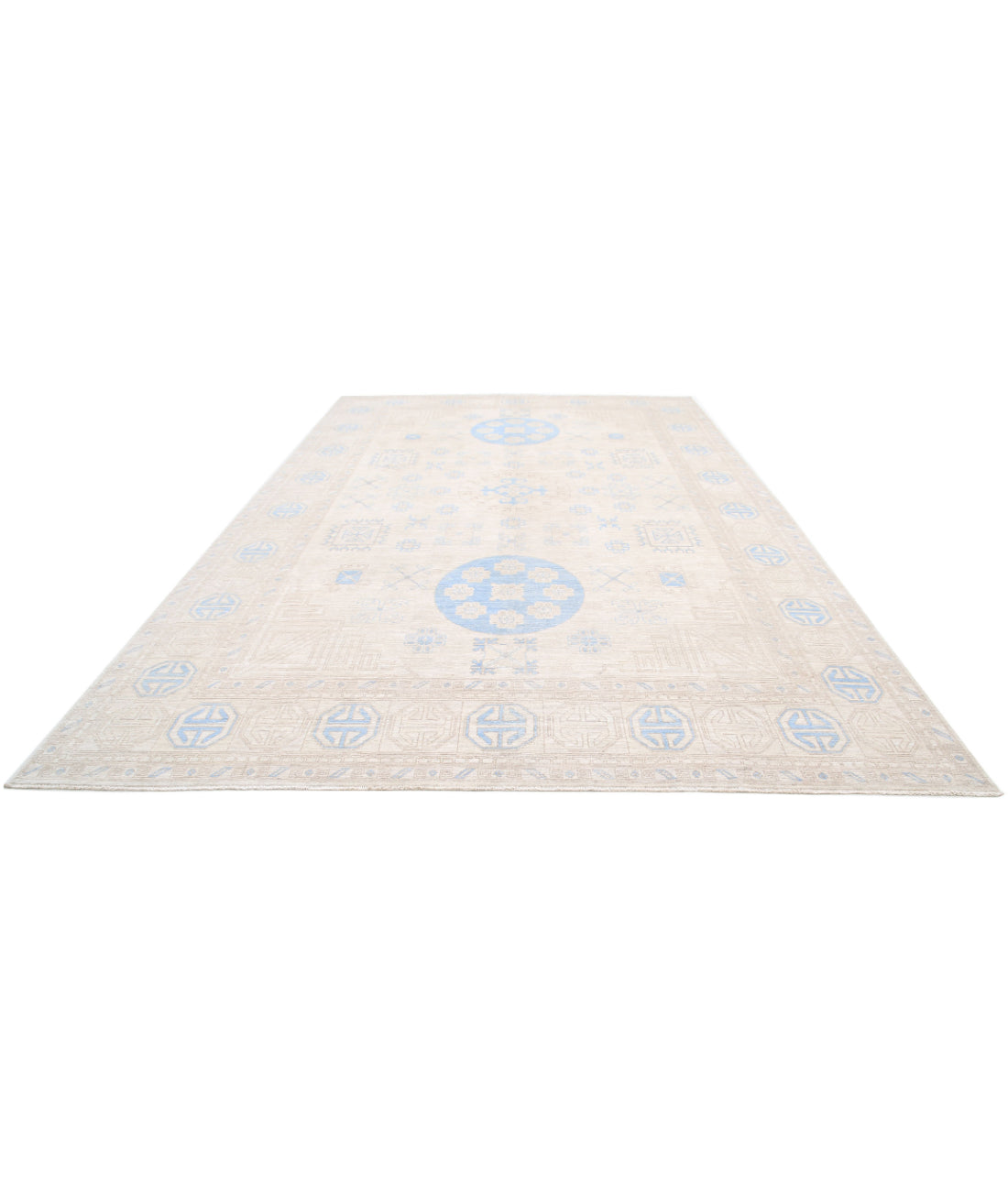 Hand Knotted Khotan Wool Rug - 9'10'' x 14'11'' 9'10'' x 14'11'' (295 X 448) / Ivory / Taupe