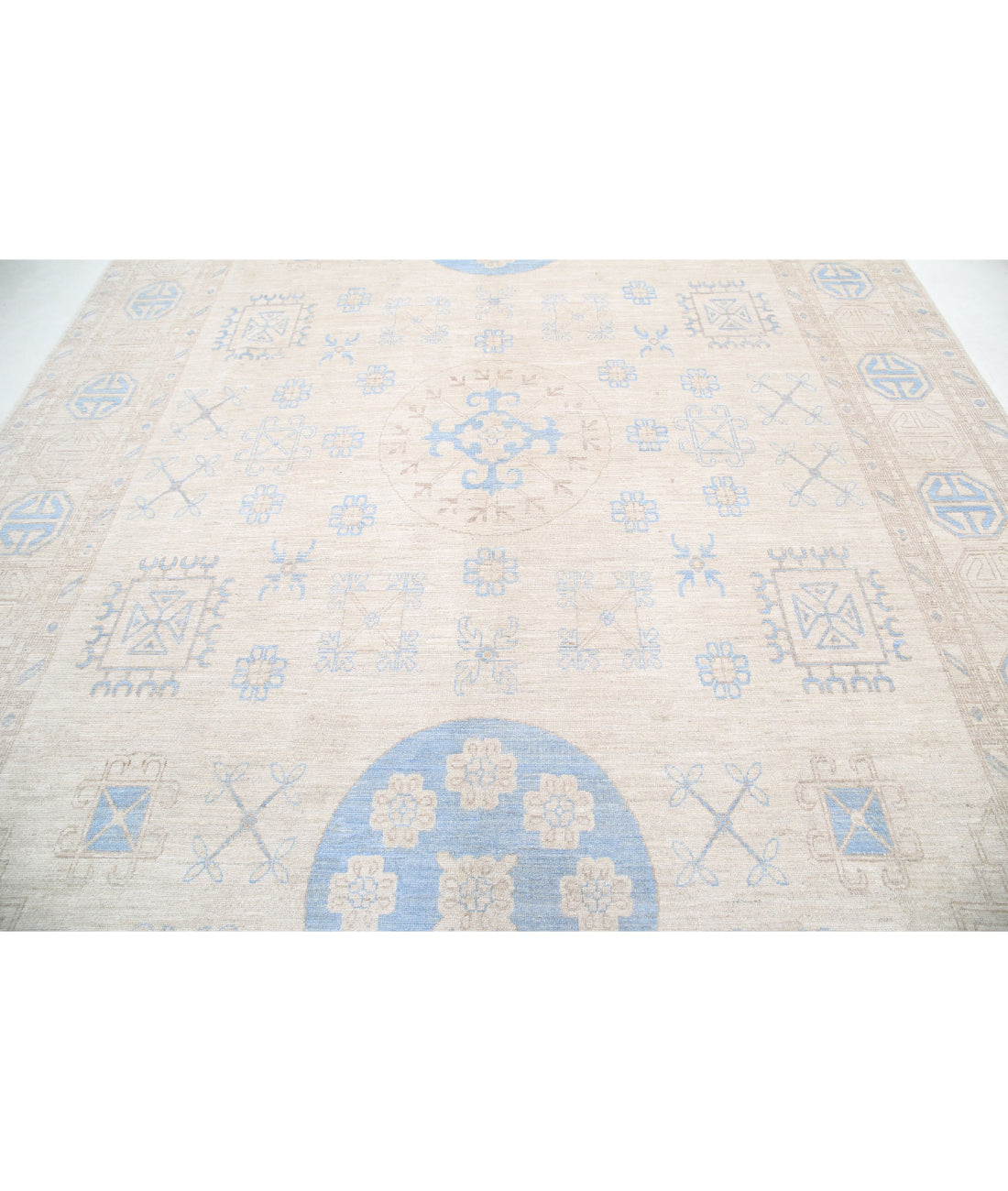 Hand Knotted Khotan Wool Rug - 9'10'' x 14'11'' 9'10'' x 14'11'' (295 X 448) / Ivory / Taupe