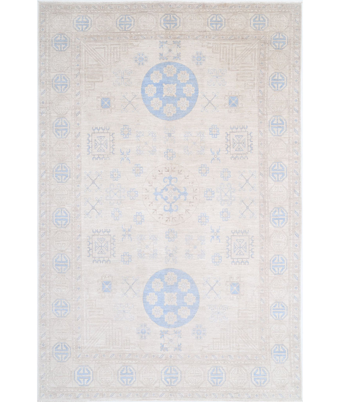 Hand Knotted Khotan Wool Rug - 9&#39;10&#39;&#39; x 14&#39;11&#39;&#39; 9&#39;10&#39;&#39; x 14&#39;11&#39;&#39; (295 X 448) / Ivory / Taupe
