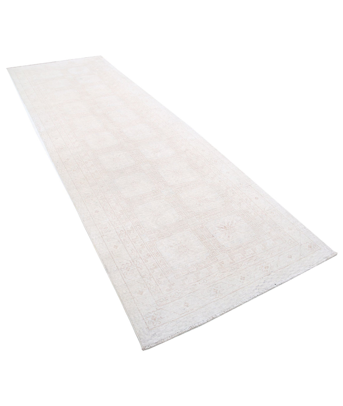 Hand Knotted Khotan Wool Rug - 3'10'' x 11'10'' 3'10'' x 11'10'' (115 X 355) / Ivory / Taupe
