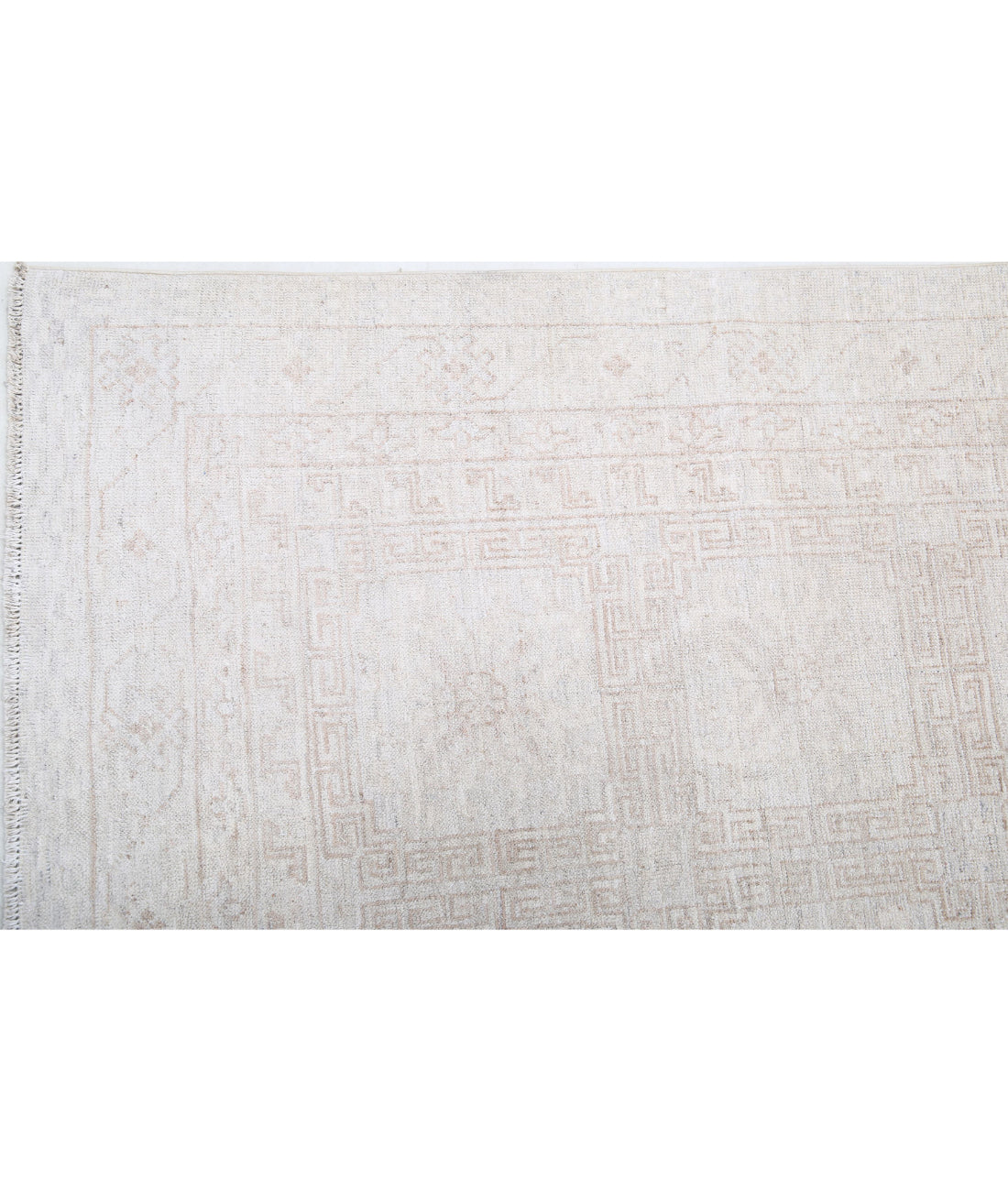 Hand Knotted Khotan Wool Rug - 3'10'' x 11'10'' 3'10'' x 11'10'' (115 X 355) / Ivory / Taupe