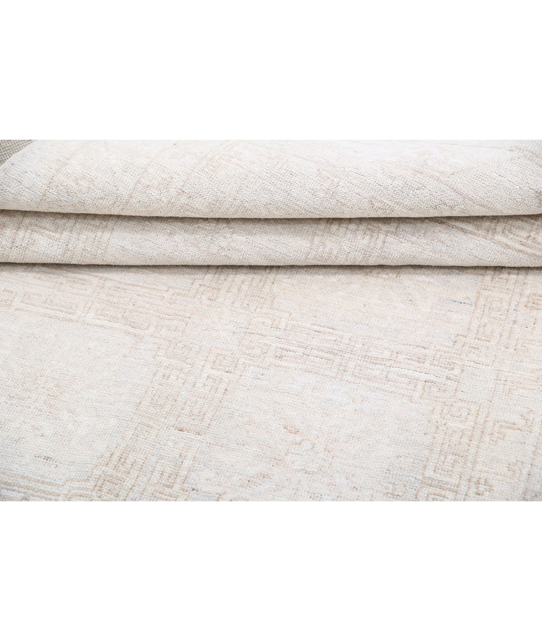 Hand Knotted Khotan Wool Rug - 3'10'' x 11'10'' 3'10'' x 11'10'' (115 X 355) / Ivory / Taupe