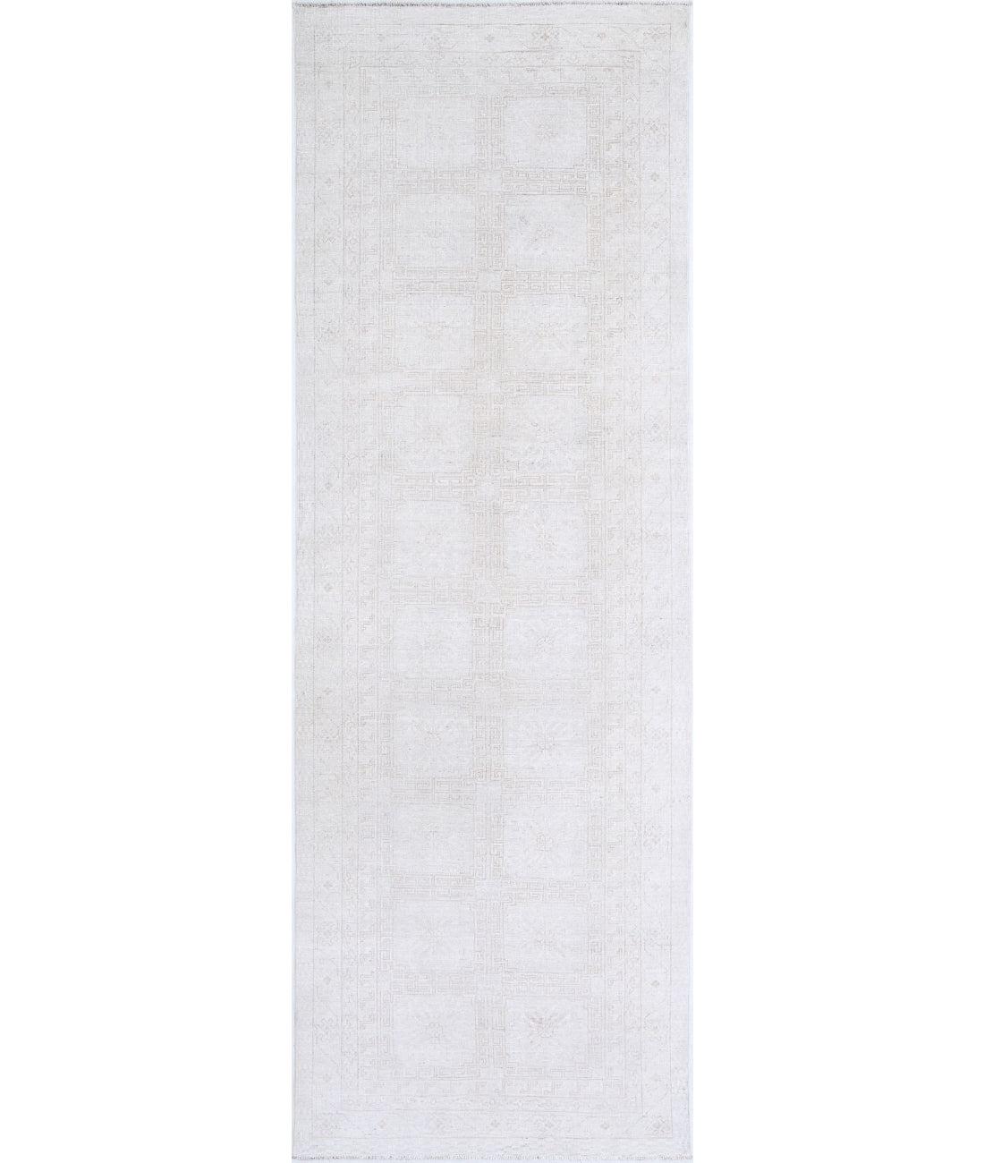 Hand Knotted Khotan Wool Rug - 3&#39;10&#39;&#39; x 11&#39;10&#39;&#39; 3&#39;10&#39;&#39; x 11&#39;10&#39;&#39; (115 X 355) / Ivory / Taupe
