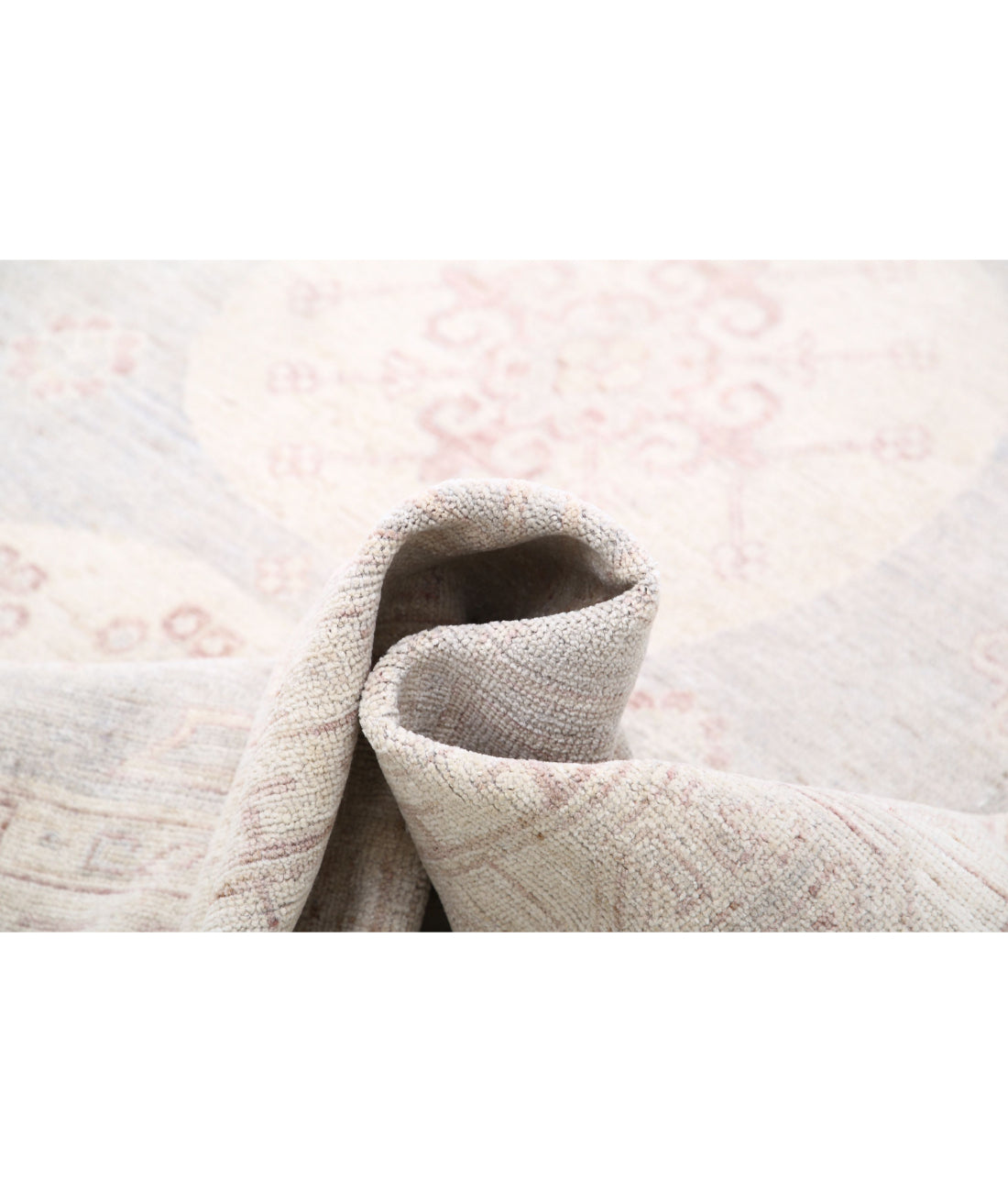 Hand Knotted Khotan Wool Rug - 8'1'' x 9'10'' 8'1'' x 9'10'' (243 X 295) / Grey / Ivory