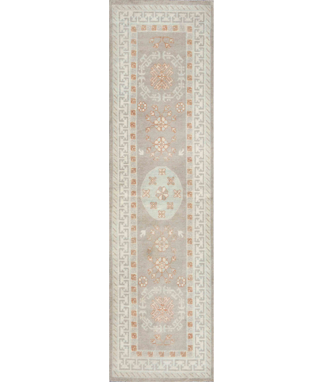 Hand Knotted Khotan Wool Rug 2' 6" X 9' 4" 2' 6" X 9' 4" (76 X 284) / Brown / Ivory