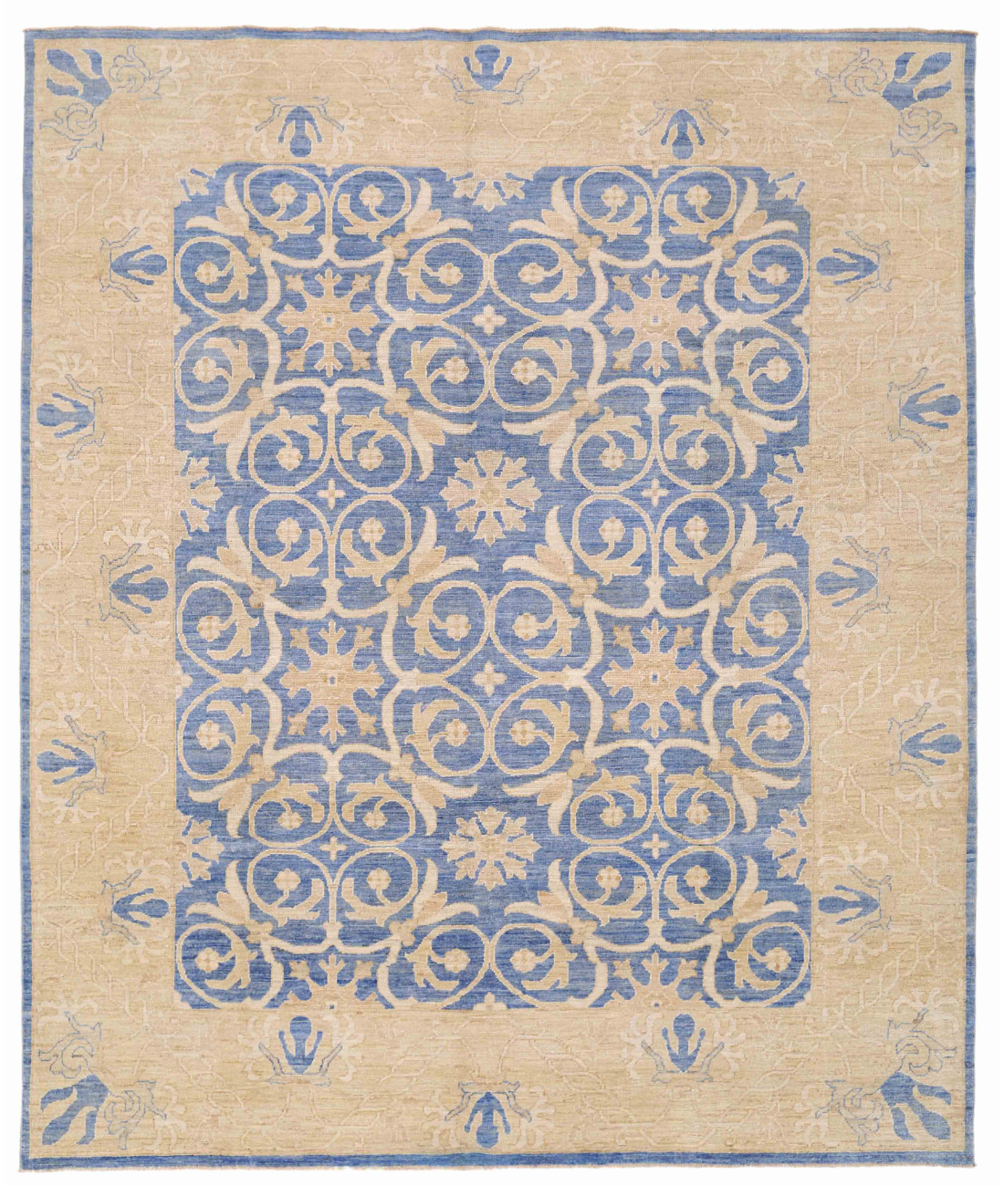 Hand Knotted Khotan Wool Rug 7' 9" X 9' 7" 7' 9" X 9' 7" (236 X 292) / Blue / Beige