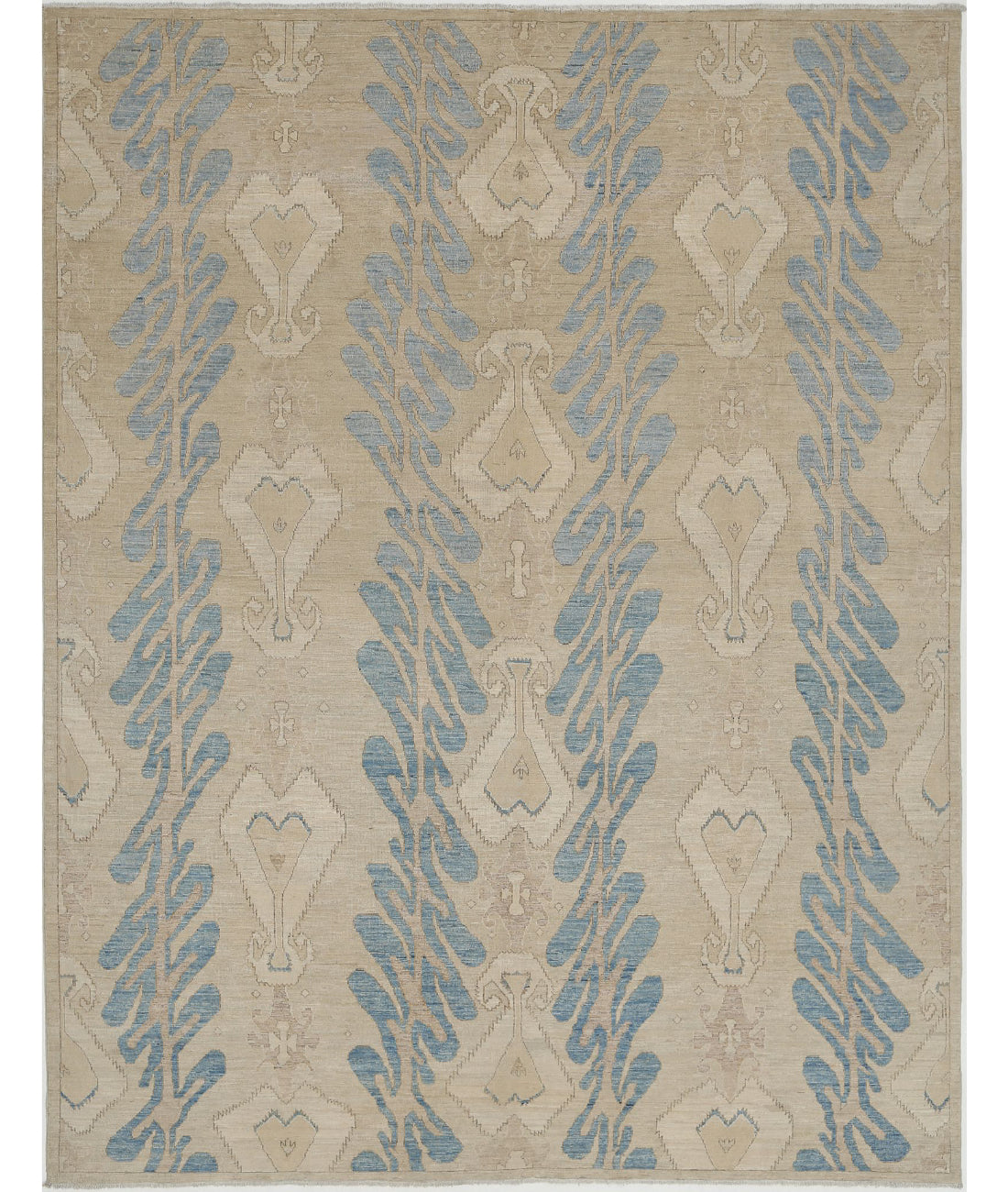 Hand Knotted Ikat Wool Rug - 8&#39;10&#39;&#39; x 11&#39;6&#39;&#39; 8&#39;10&#39;&#39; x 11&#39;6&#39;&#39; (265 X 345) / Taupe / Blue