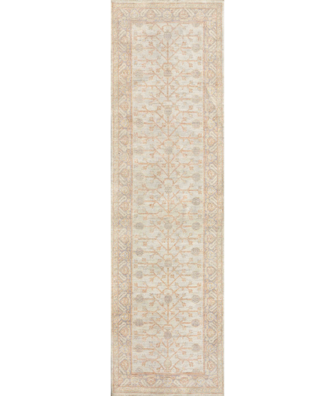 Hand Knotted Khotan Wool Rug 3' 0" X 10' 3" 3' 0" X 10' 3" (91 X 312) / Ivory / Ivory