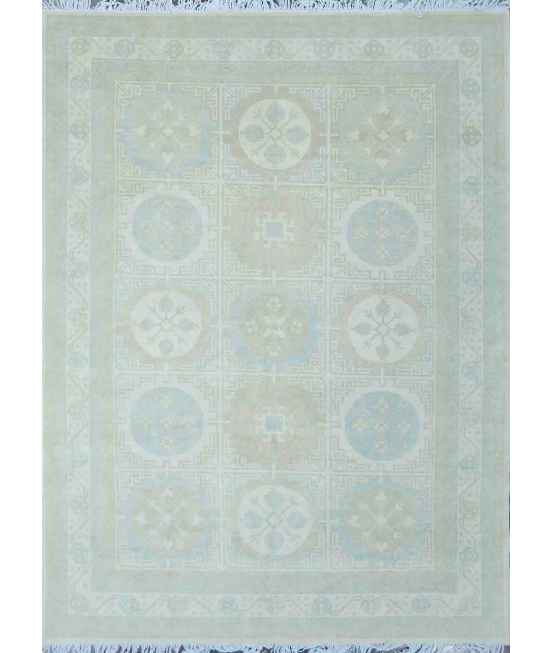 Hand Knotted Khotan Wool Rug 8' 6" X 11' 7" 8' 6" X 11' 7" (259 X 353) / Ivory / Beige