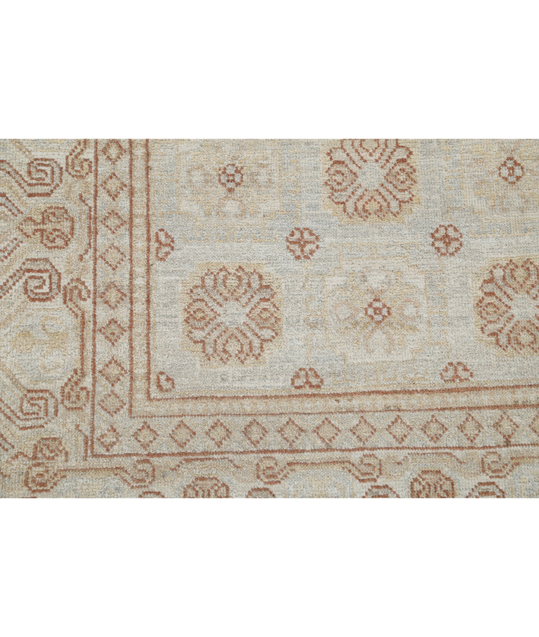 Hand Knotted Khotan Wool Rug - 4'10'' x 20'4'' 4'10'' x 20'4'' (145 X 610) / Grey / Ivory