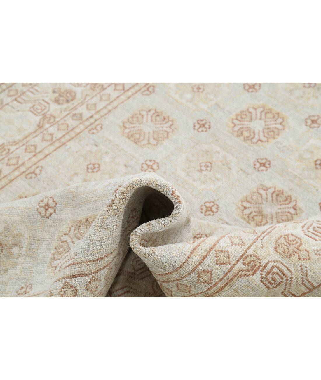 Hand Knotted Khotan Wool Rug - 4'10'' x 20'4'' 4'10'' x 20'4'' (145 X 610) / Grey / Ivory