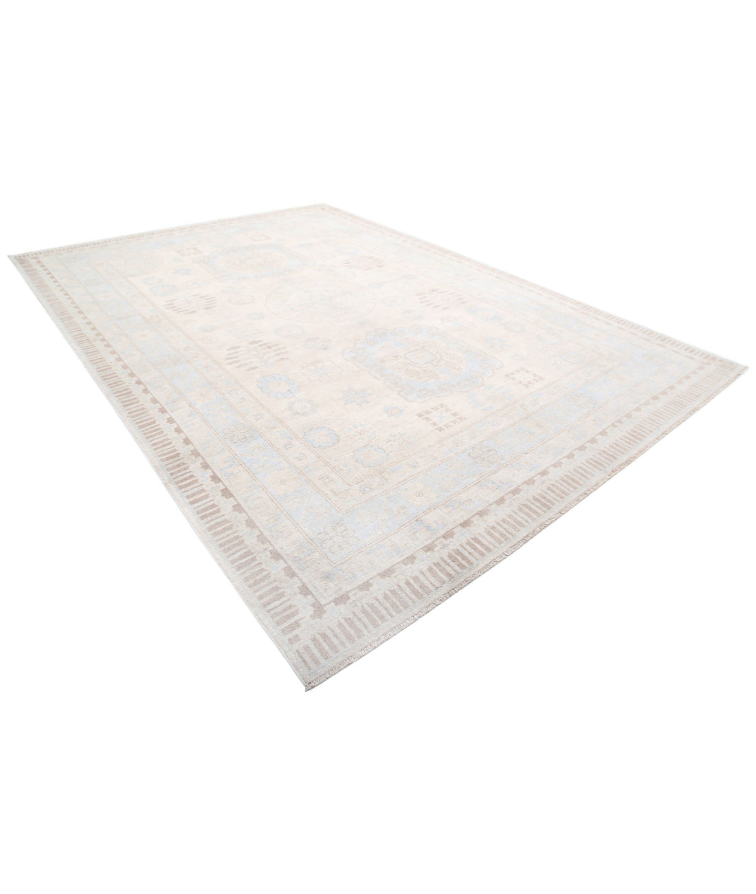 Hand Knotted Khotan Wool Rug - 9'10'' x 13'7'' 9'10'' x 13'7'' (295 X 408) / Ivory / Taupe