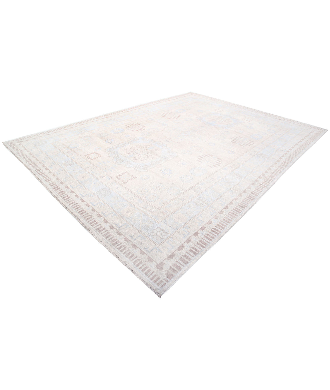 Hand Knotted Khotan Wool Rug - 9'10'' x 13'7'' 9'10'' x 13'7'' (295 X 408) / Ivory / Taupe