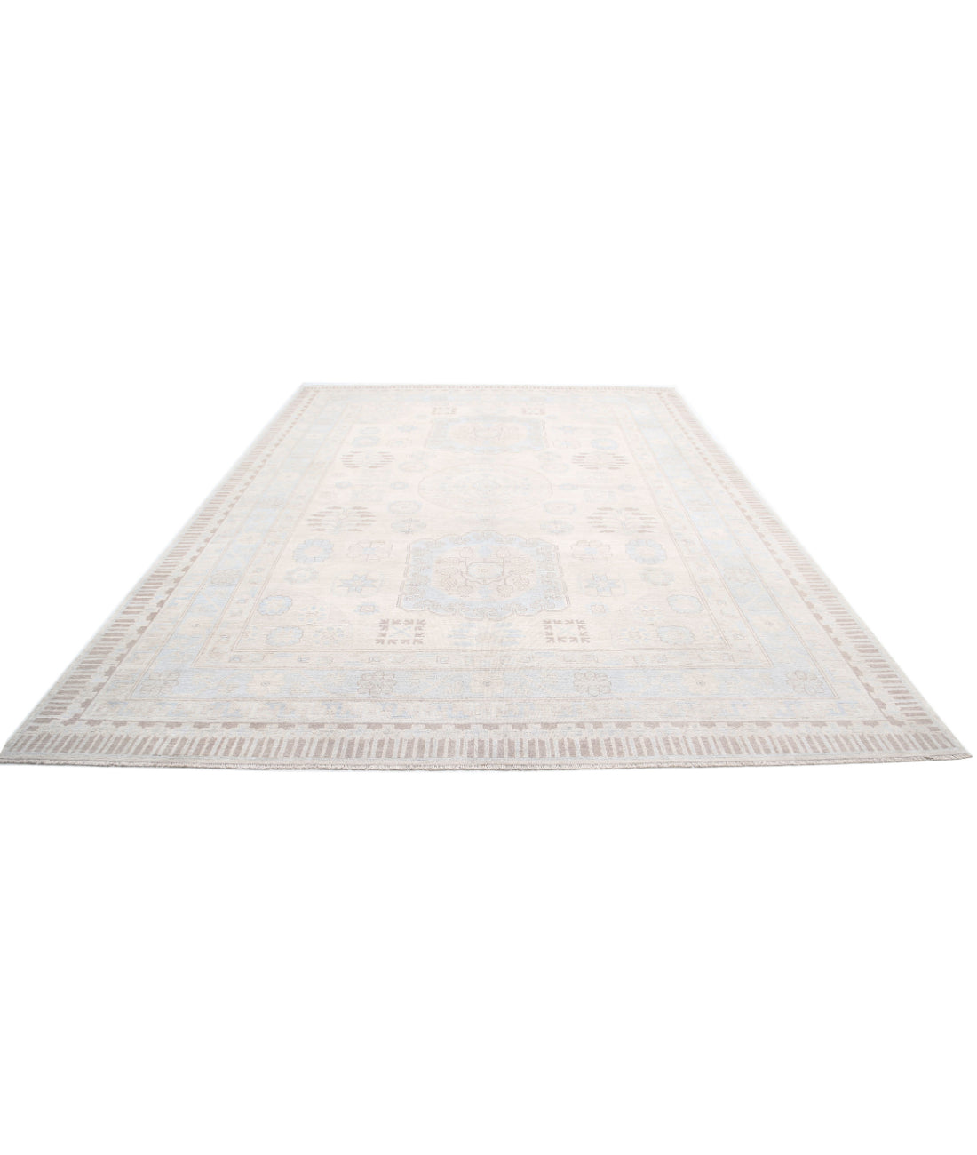 Hand Knotted Khotan Wool Rug - 9'10'' x 13'7'' 9'10'' x 13'7'' (295 X 408) / Ivory / Taupe