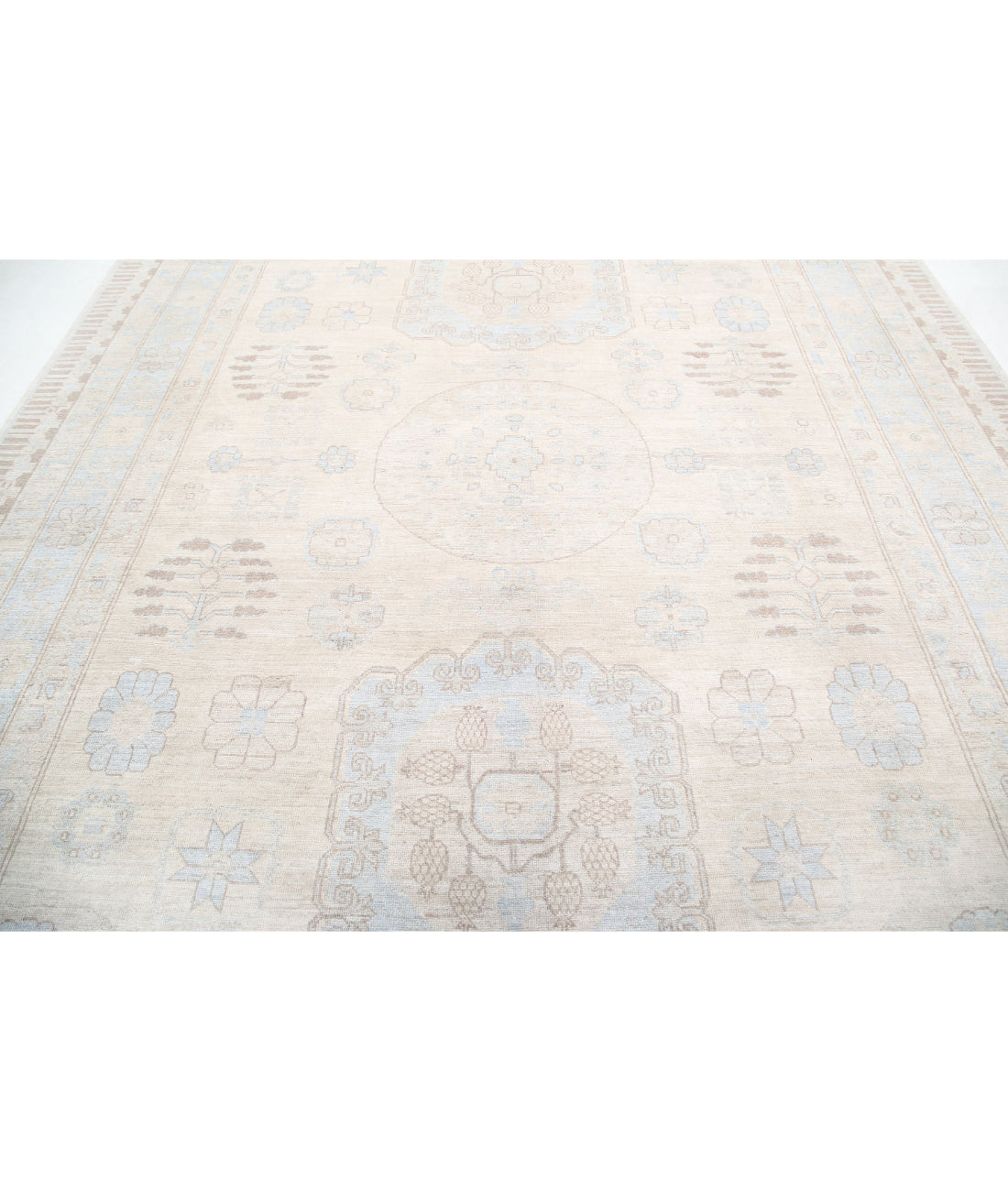 Hand Knotted Khotan Wool Rug - 9'10'' x 13'7'' 9'10'' x 13'7'' (295 X 408) / Ivory / Taupe