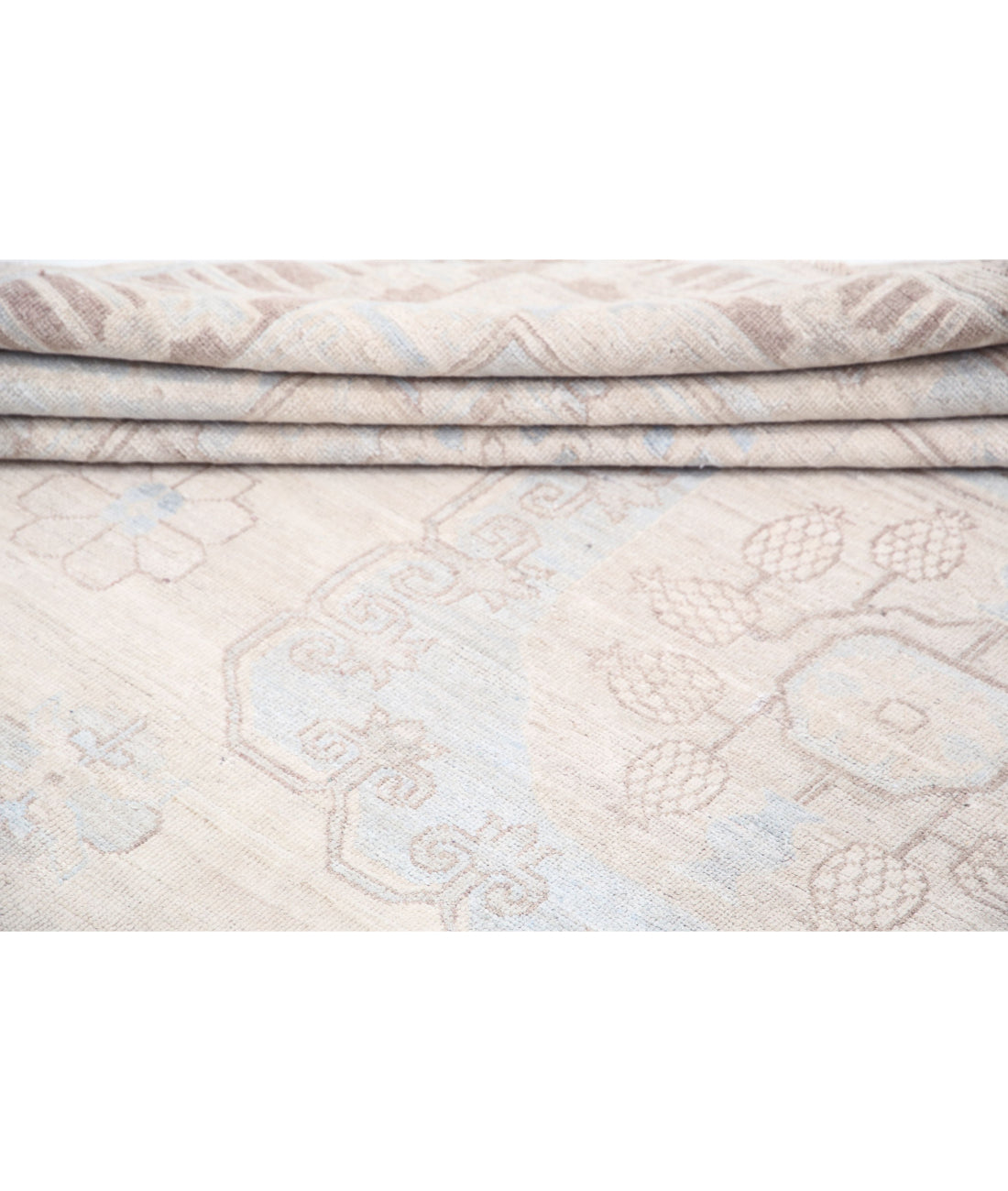 Hand Knotted Khotan Wool Rug - 9'10'' x 13'7'' 9'10'' x 13'7'' (295 X 408) / Ivory / Taupe