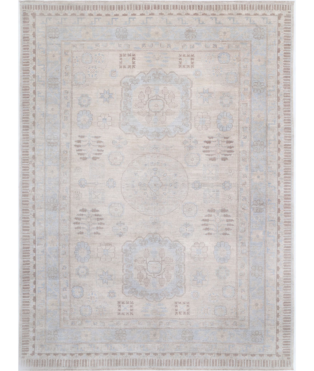 Hand Knotted Khotan Wool Rug - 9'10'' x 13'7''