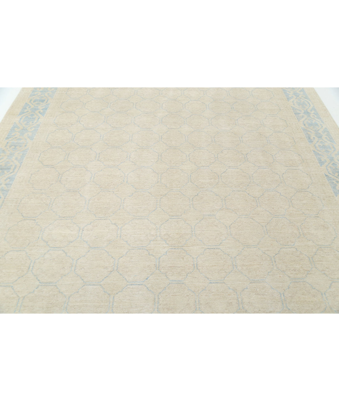 Hand Knotted Khotan Wool Rug - 8'8'' x 11'6'' 8'8'' x 11'6'' (260 X 345) / Ivory / Blue