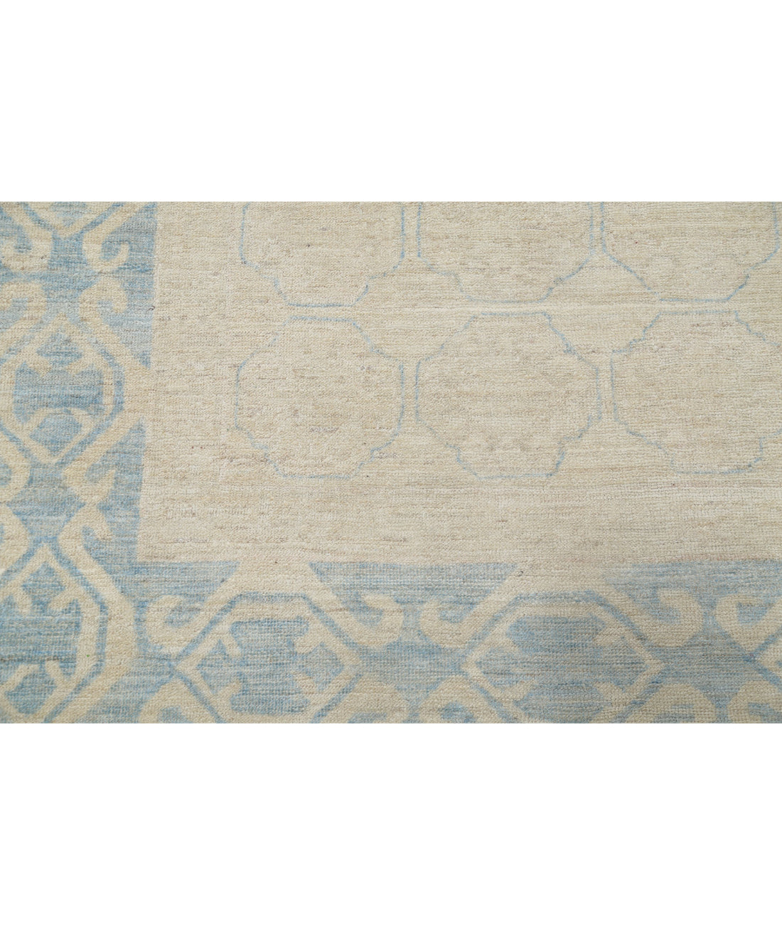 Hand Knotted Khotan Wool Rug - 8'8'' x 11'6'' 8'8'' x 11'6'' (260 X 345) / Ivory / Blue