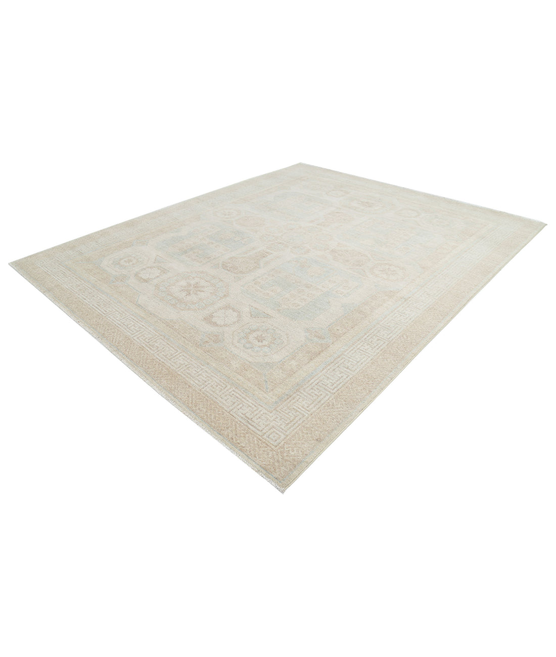 Hand Knotted Khotan Wool Rug - 9'1'' x 10'11'' 9'1'' x 10'11'' (273 X 328) / Ivory / Taupe