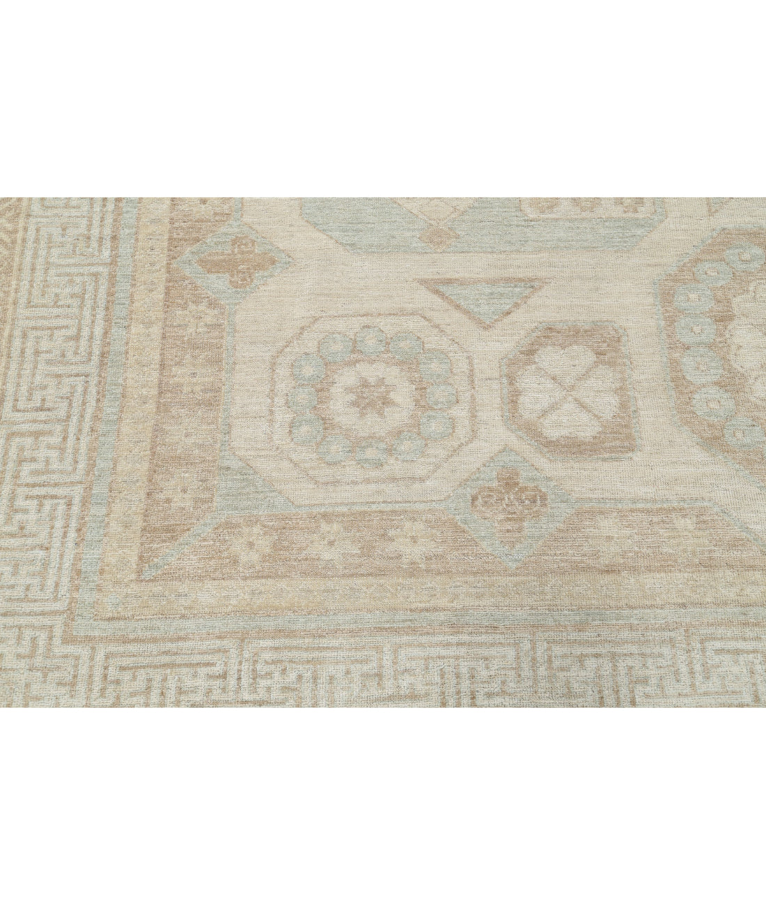 Hand Knotted Khotan Wool Rug - 9'1'' x 10'11'' 9'1'' x 10'11'' (273 X 328) / Ivory / Taupe