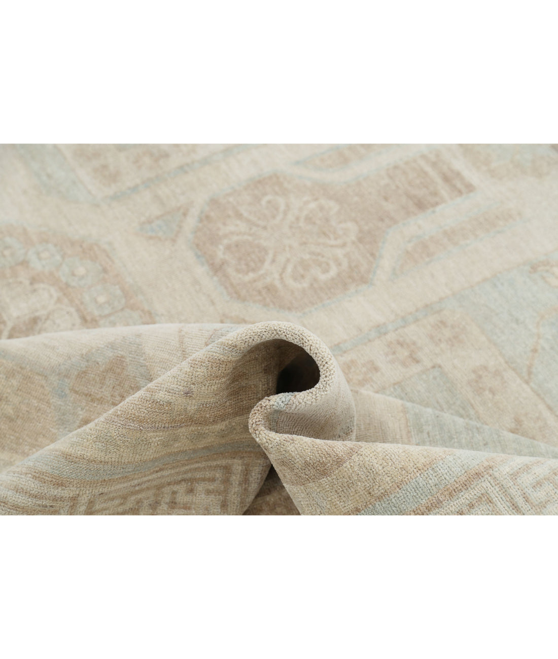 Hand Knotted Khotan Wool Rug - 9'1'' x 10'11'' 9'1'' x 10'11'' (273 X 328) / Ivory / Taupe