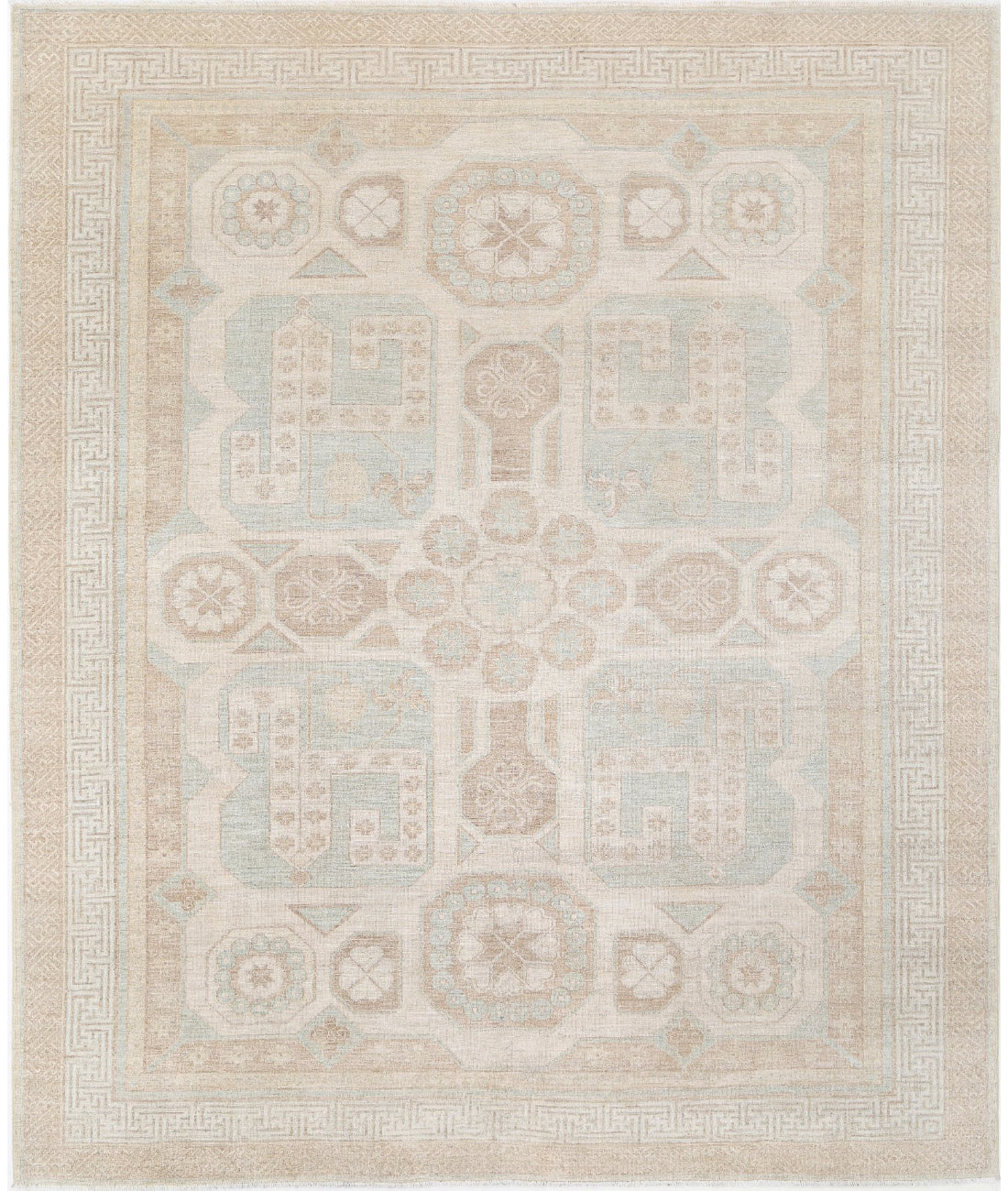 Hand Knotted Khotan Wool Rug - 9'1'' x 10'11''